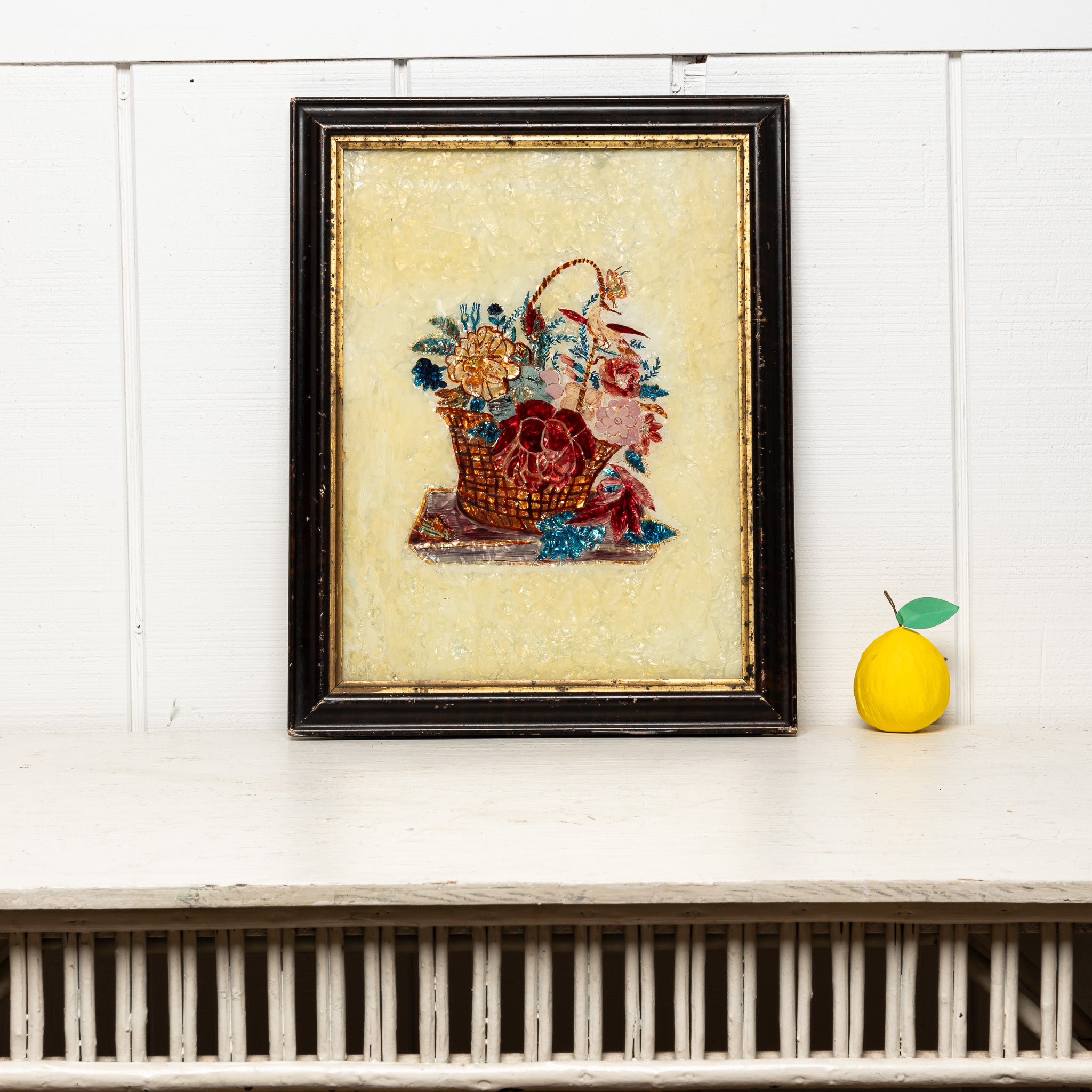 19th century American folk art tinsel painting