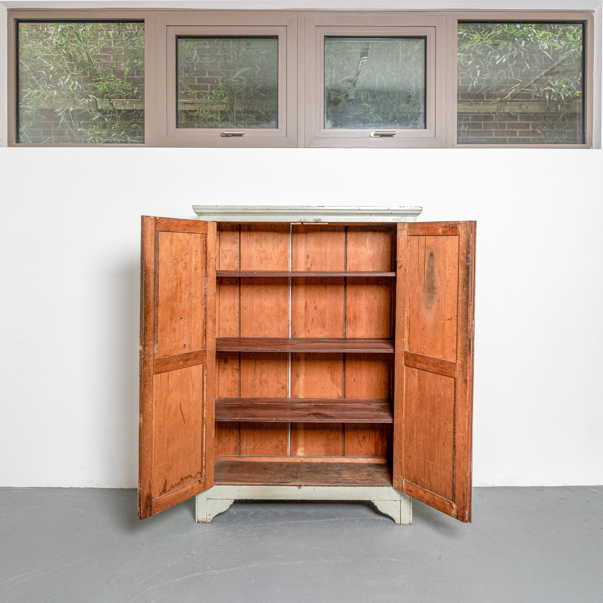 19th century Canadian gray painted cupboard