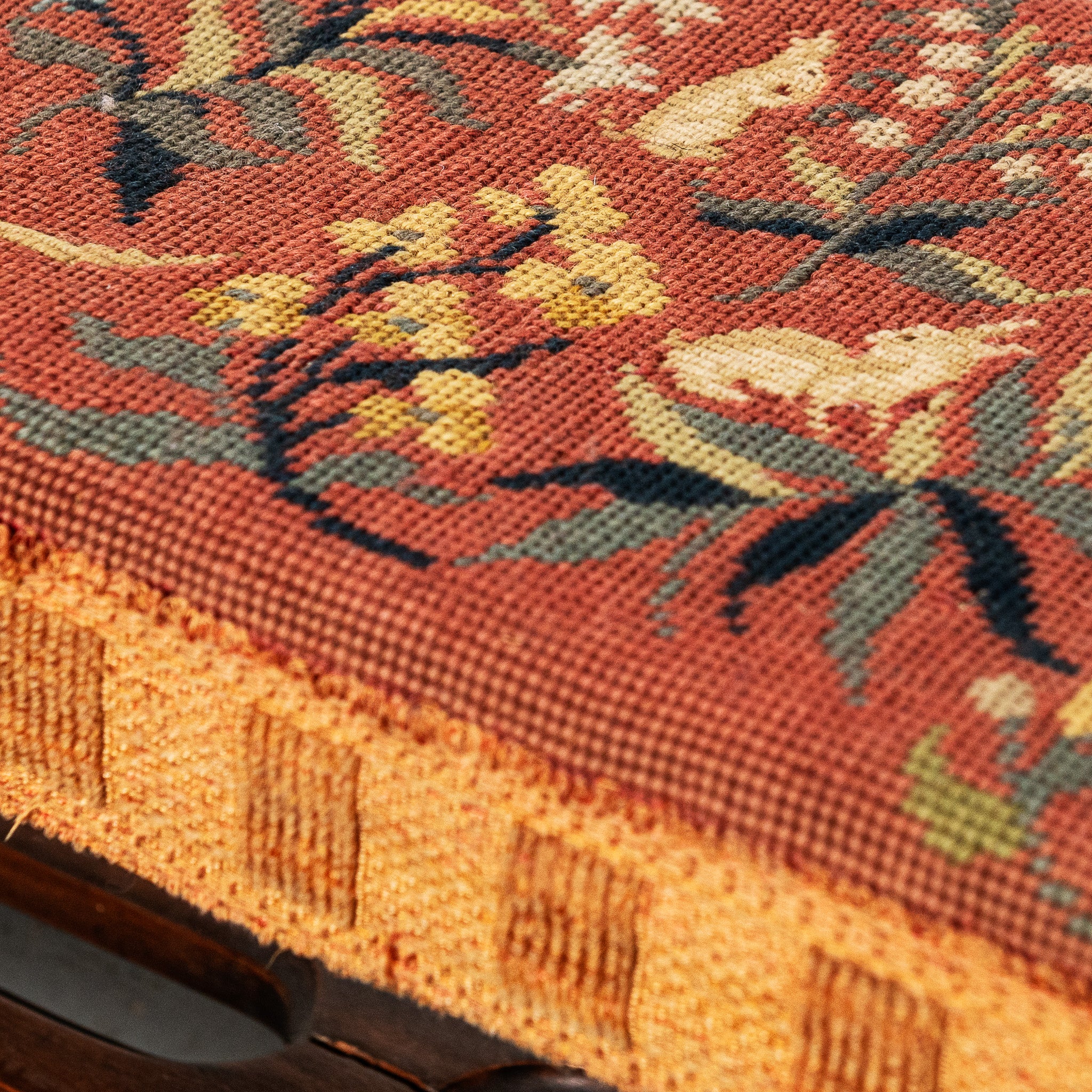 19th century French carved and needlepint upholstered bench