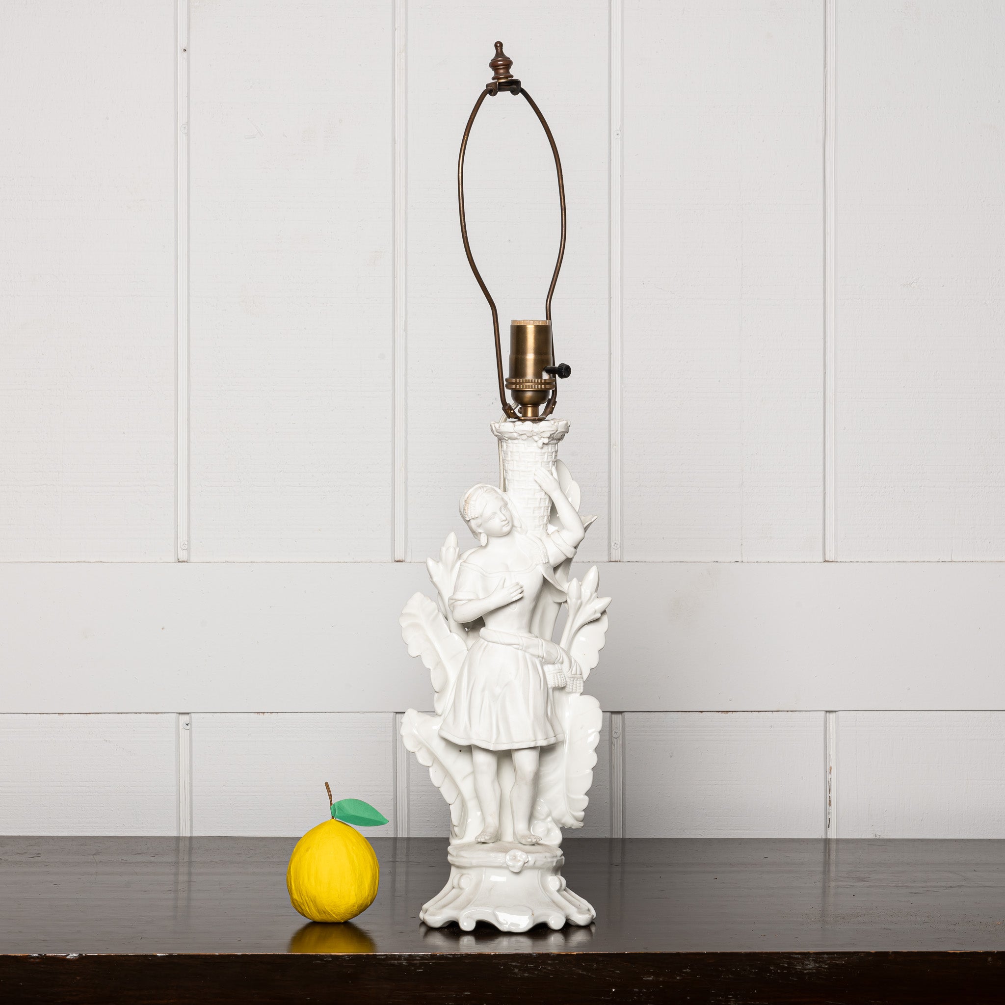 19th century English Biscuit porcelian lamp