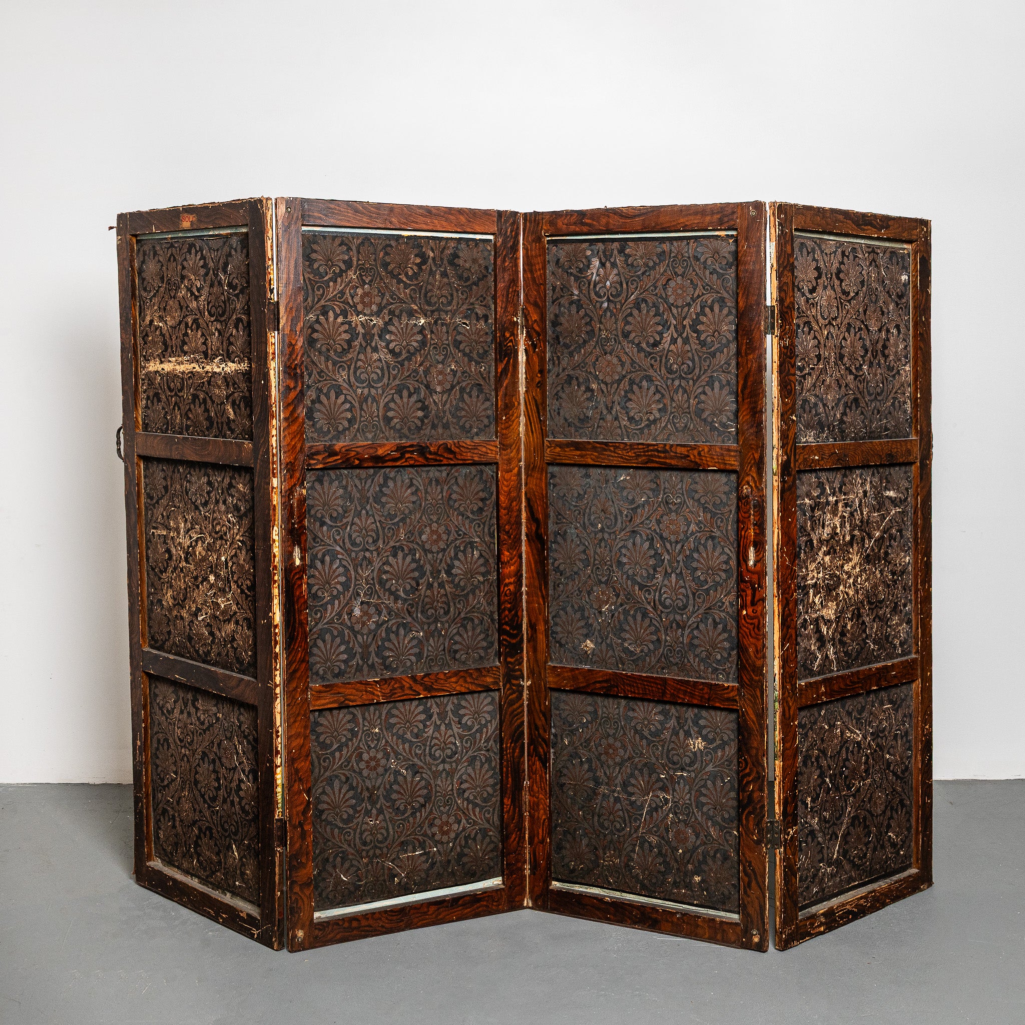 19th century English Victorian decopage folding screen