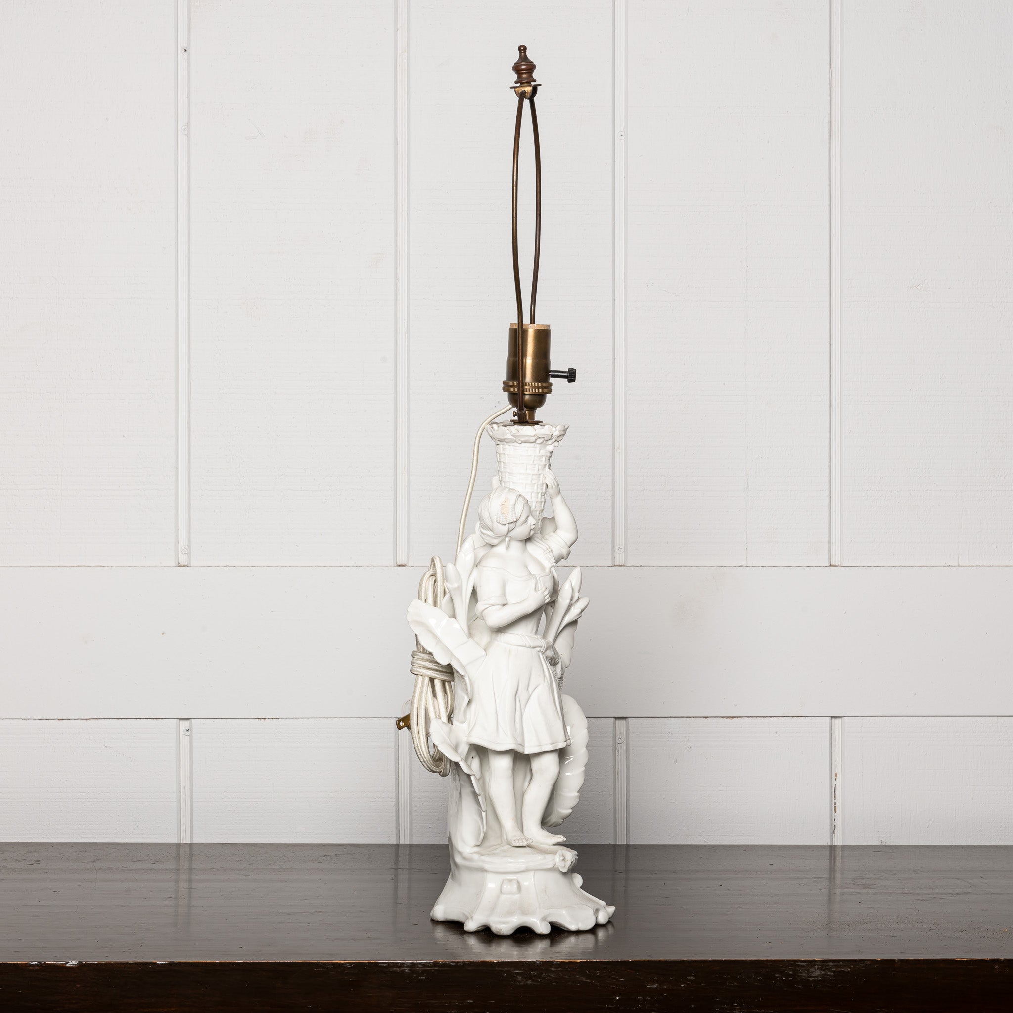 19TH-CENTURY ENGLISH BISCUIT PORCELAIN FIGURAL LAMP