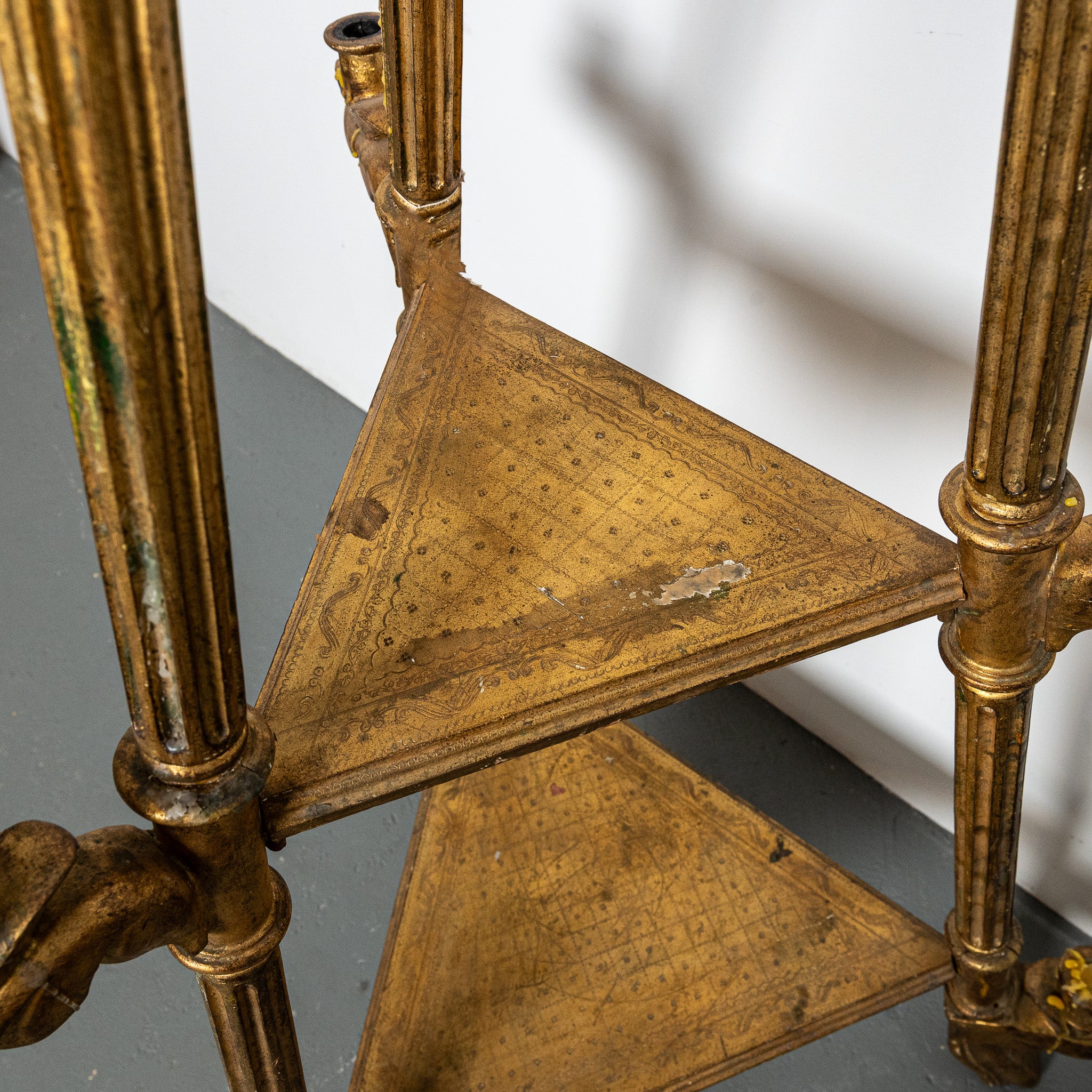 19th century French carved and gilt wood standing candleabra