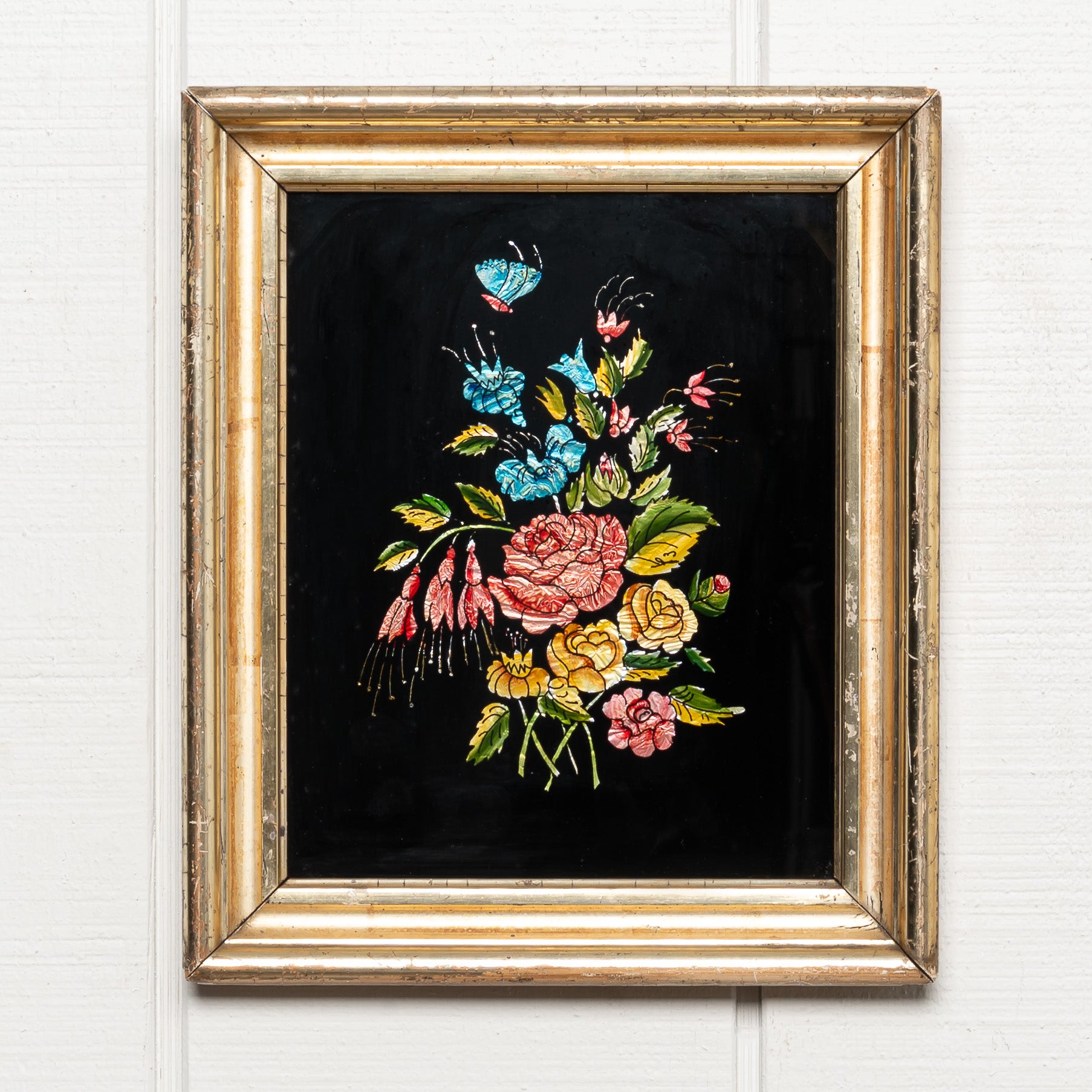 19TH-CENTURY AMERICAN FOLK ART TINSEL PAINTING X