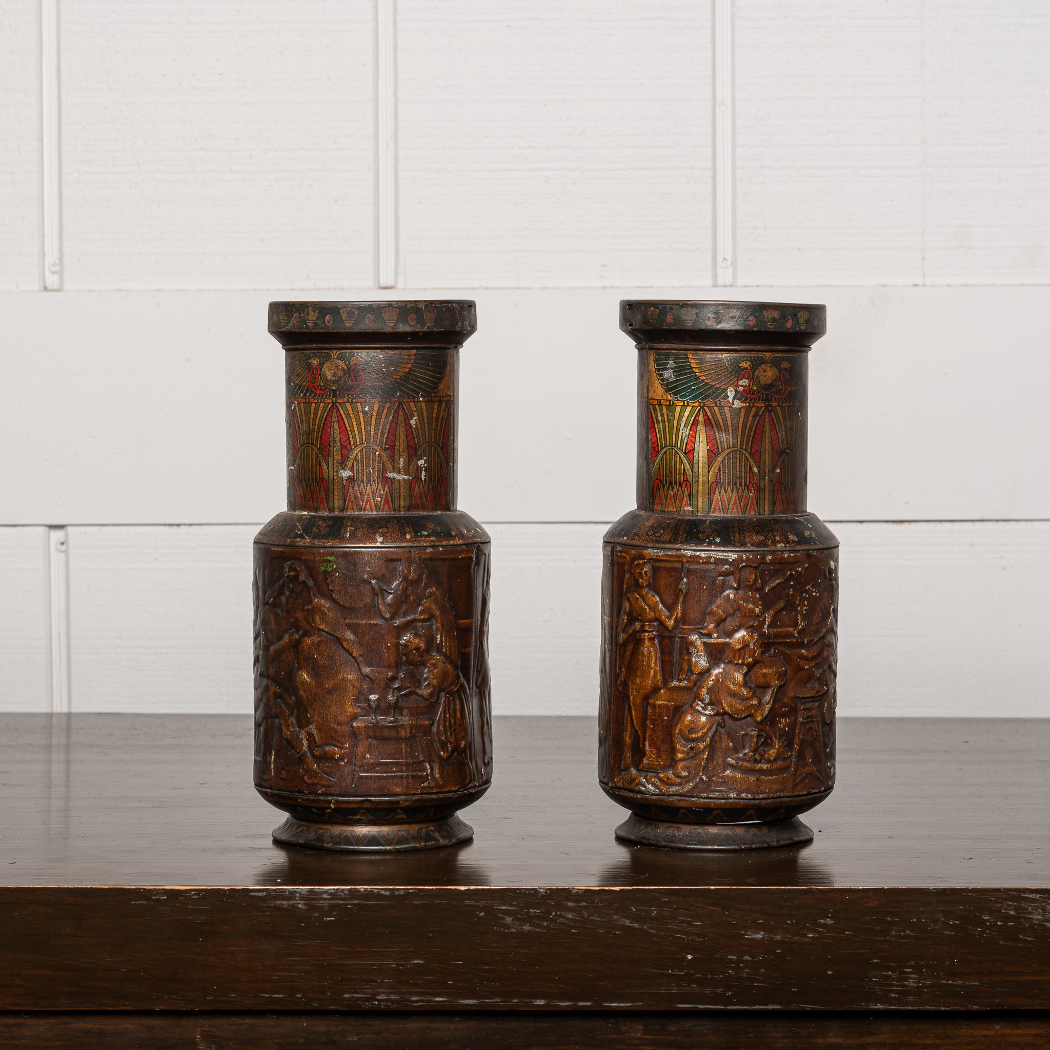 PAIR OF 19TH CENTURY
lithographed Egyptian revival English biscuit tins