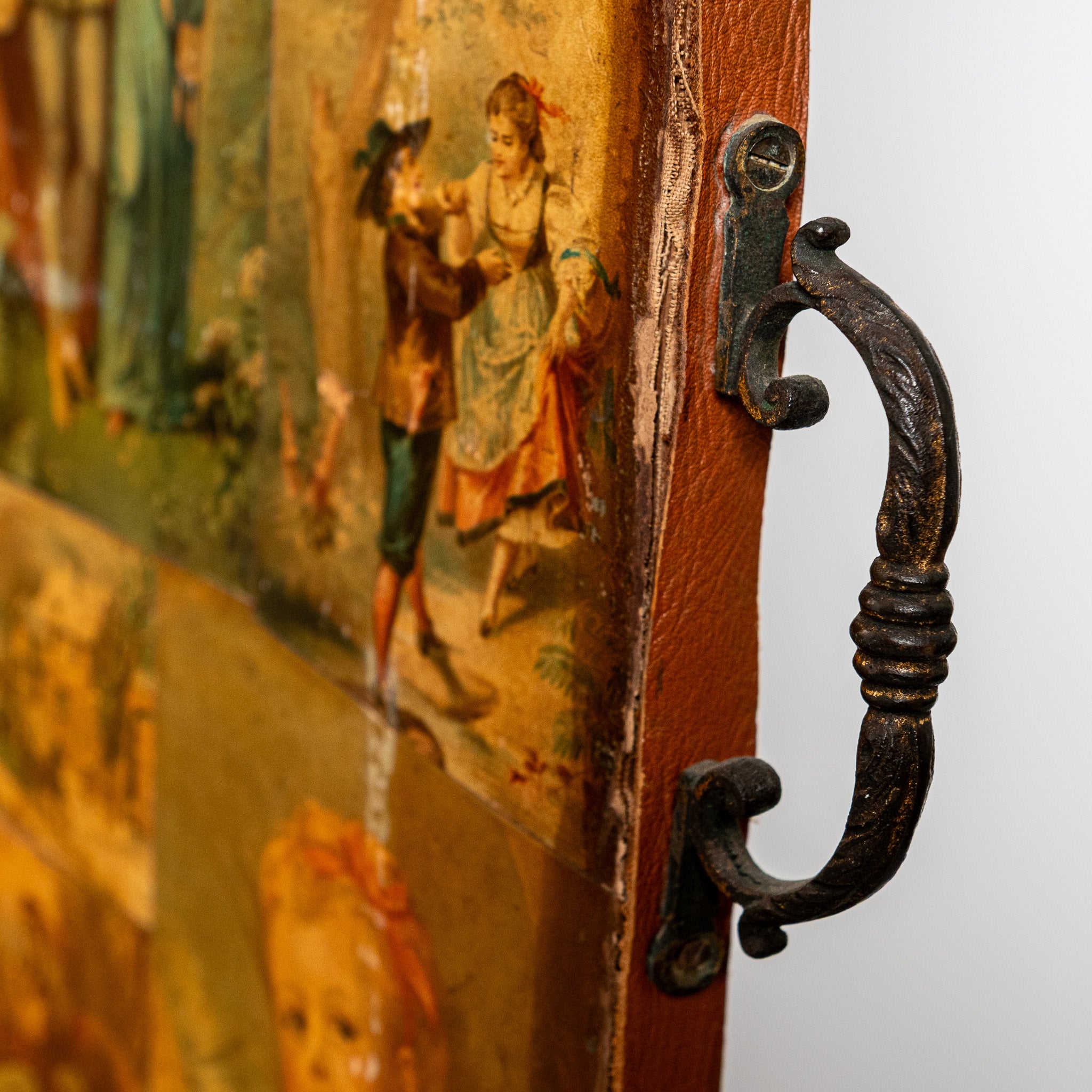 19th century English Victorian decopage folding screen