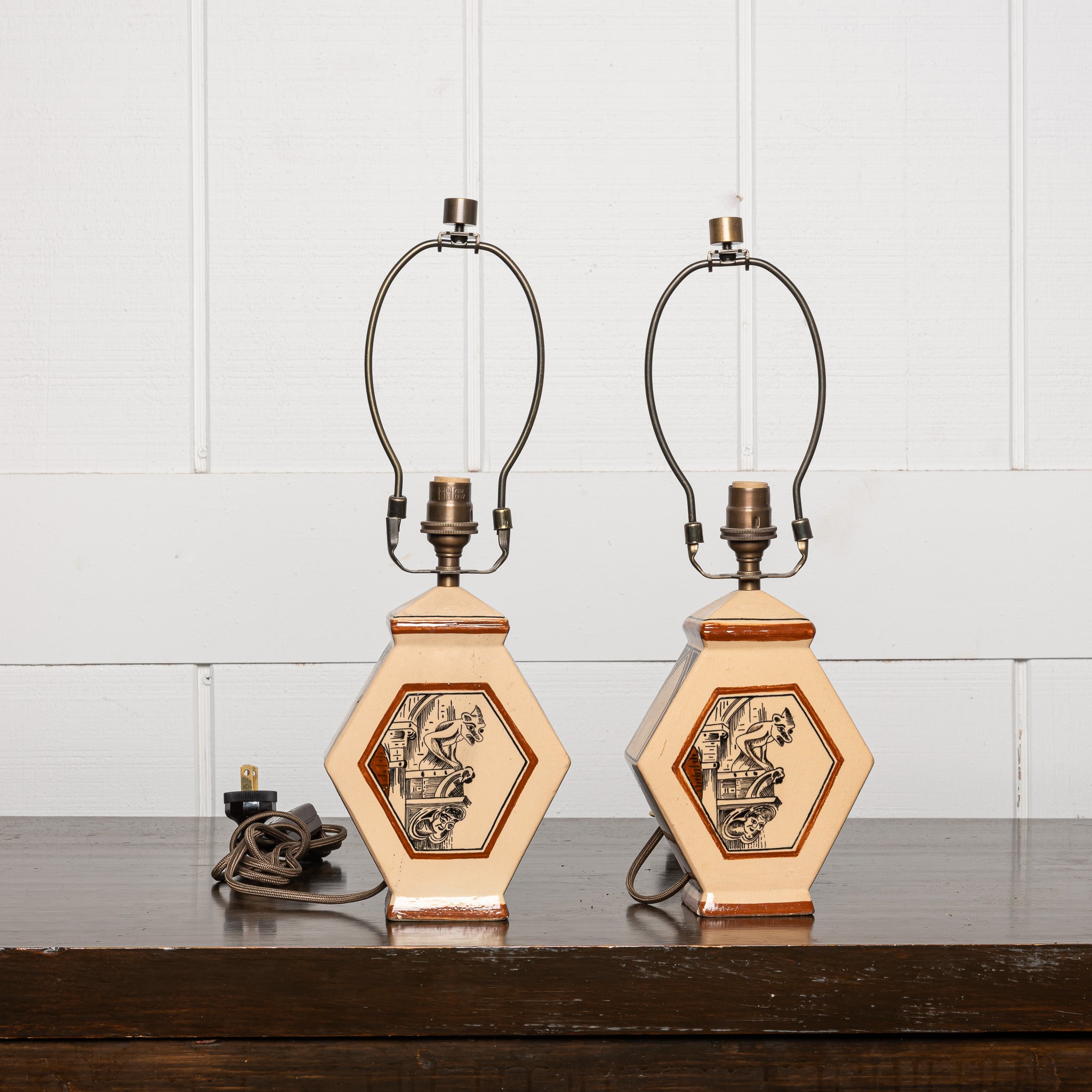PAIR OF FRENCH ART DECO CERAMIC LAMPS