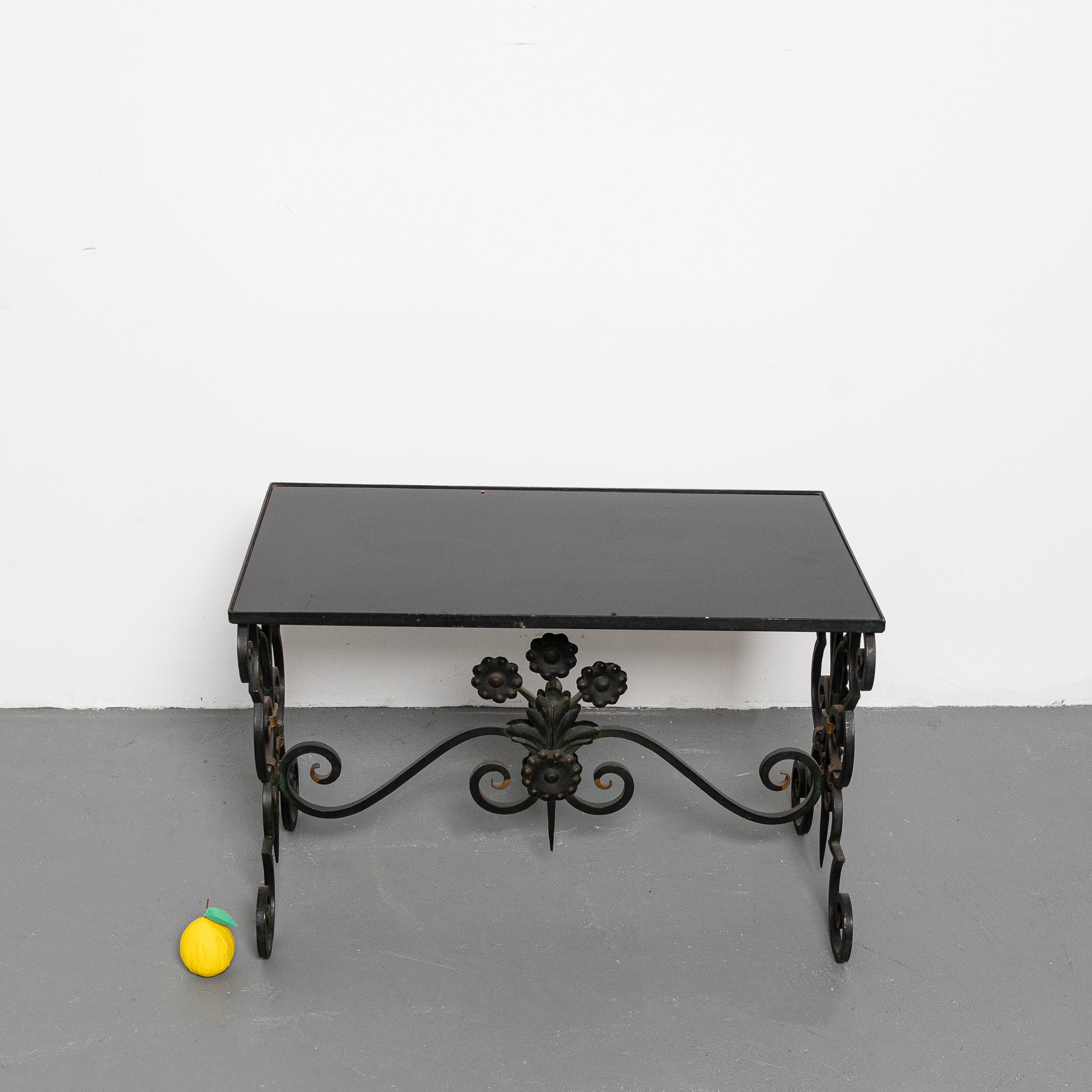 Early 20th century French wrought Iron and glass coffe table