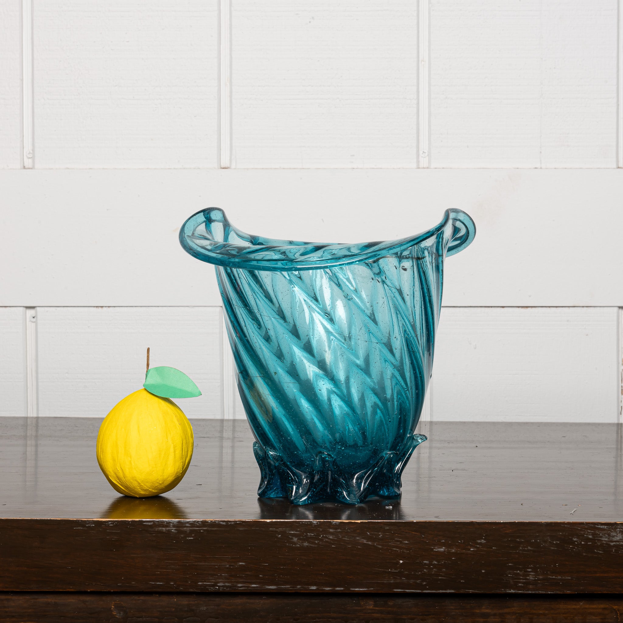 Italian Mouth-Blown Seed Glass Vase, Early 20th Century