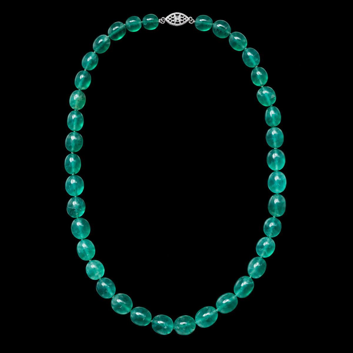 THE SMALL OVAL SMARAGDINE QUARTZITE NECKLACE BY SEAN MCNANNEY — FULL VIEW ON BLACK