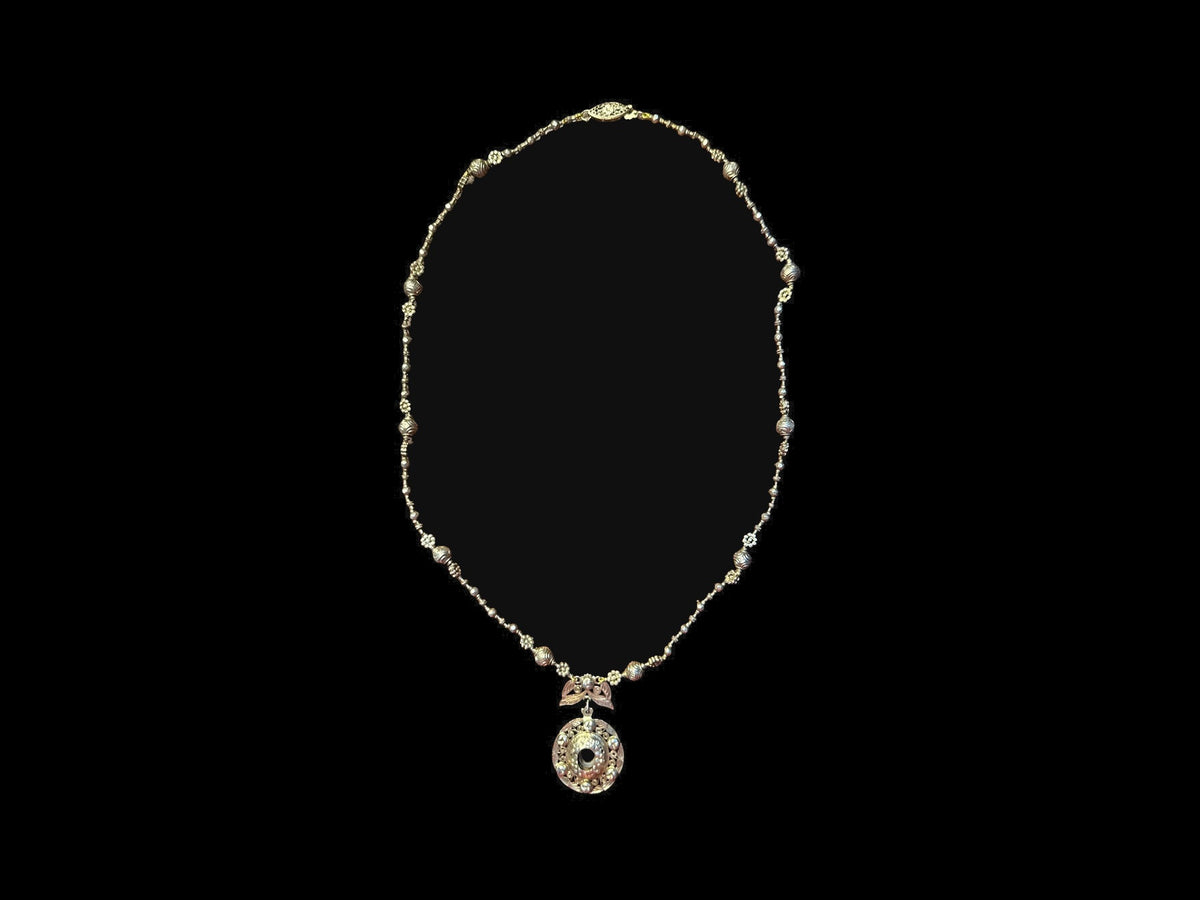 19TH CENTURY SILVER GILT RELIQUARY NECKLACE — front view