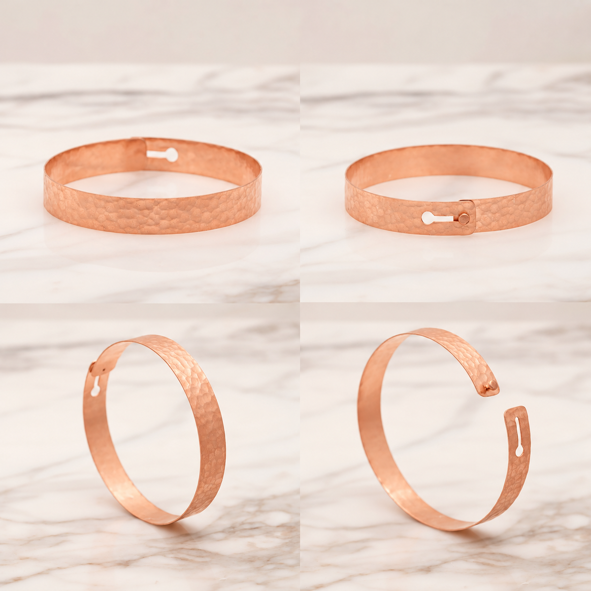 ROSE GOLD VERMEIL BUCKLE BRACELET, FOUR DETAIL VIEWS, FINISH EDITED