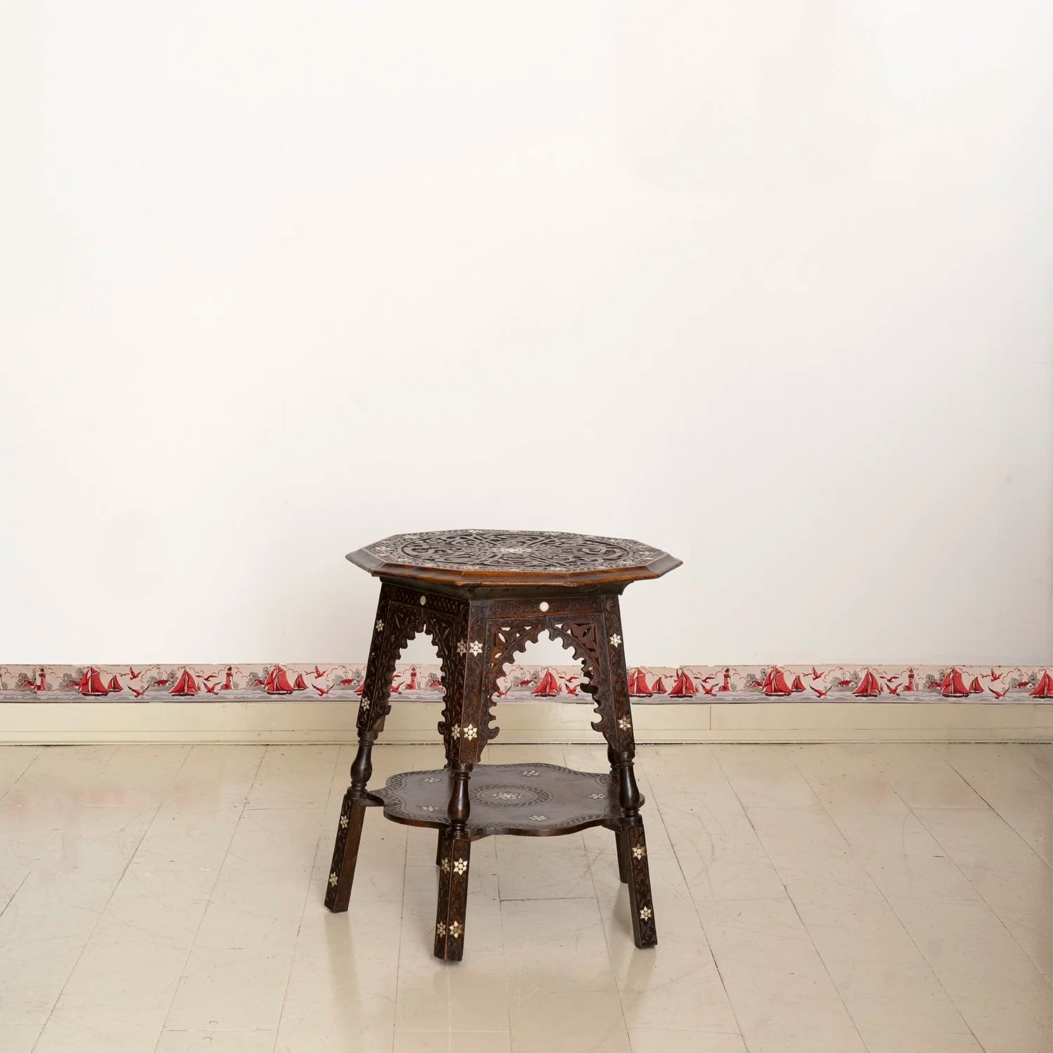 19TH CENTURY CARVED AND INLAID SYRIAN SIDE TABLE