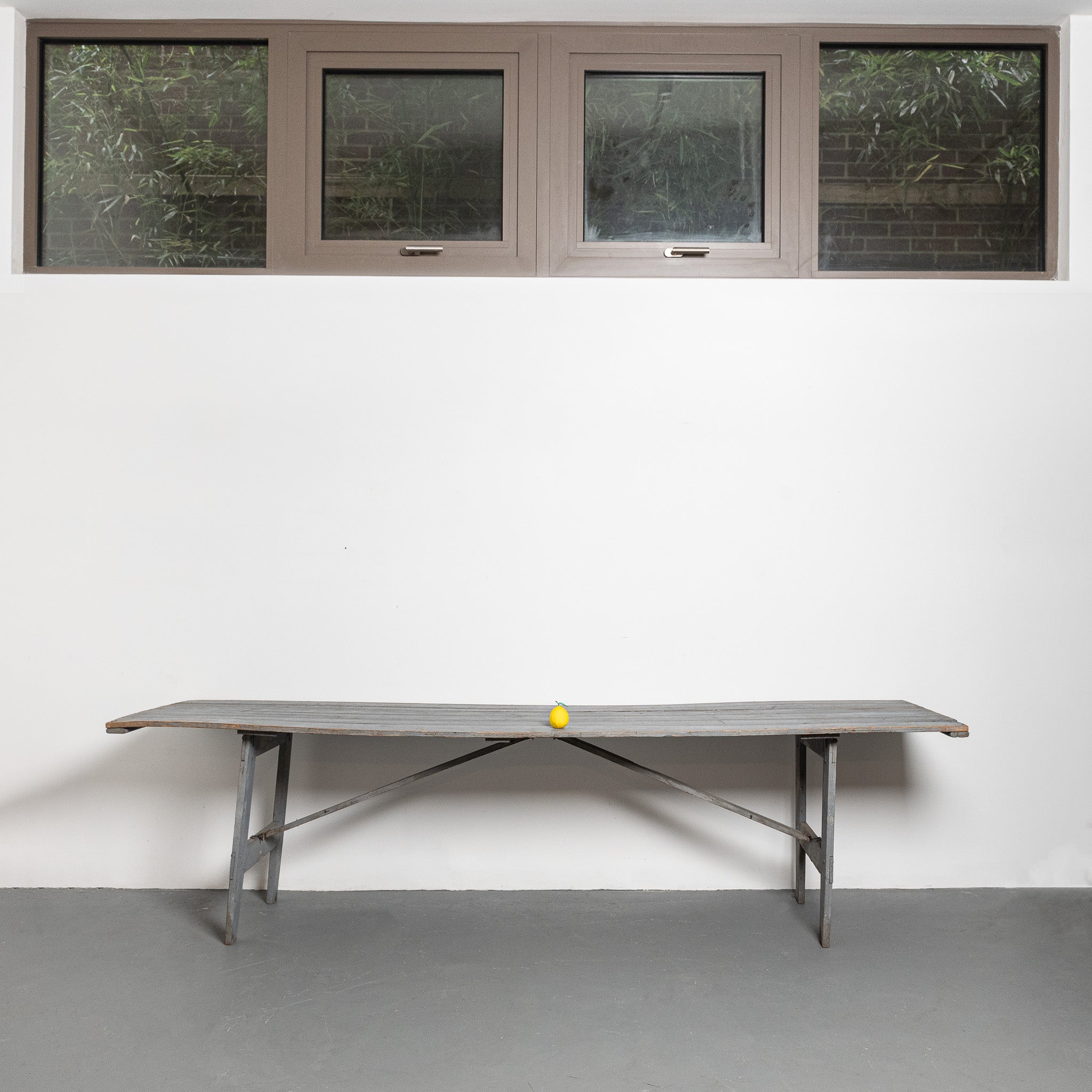 19th century American gray painted harvest table