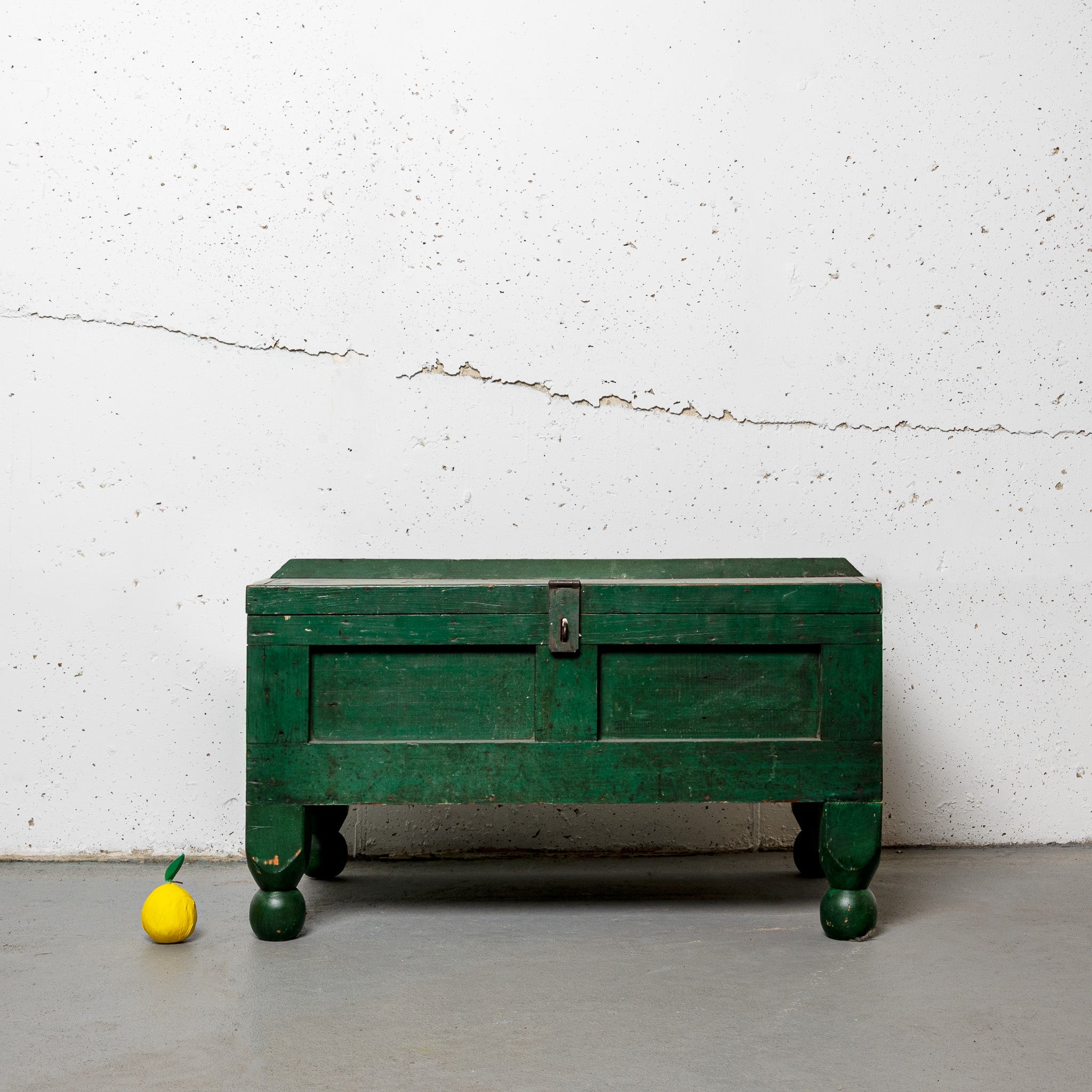19th century American green painted chest / coffee table