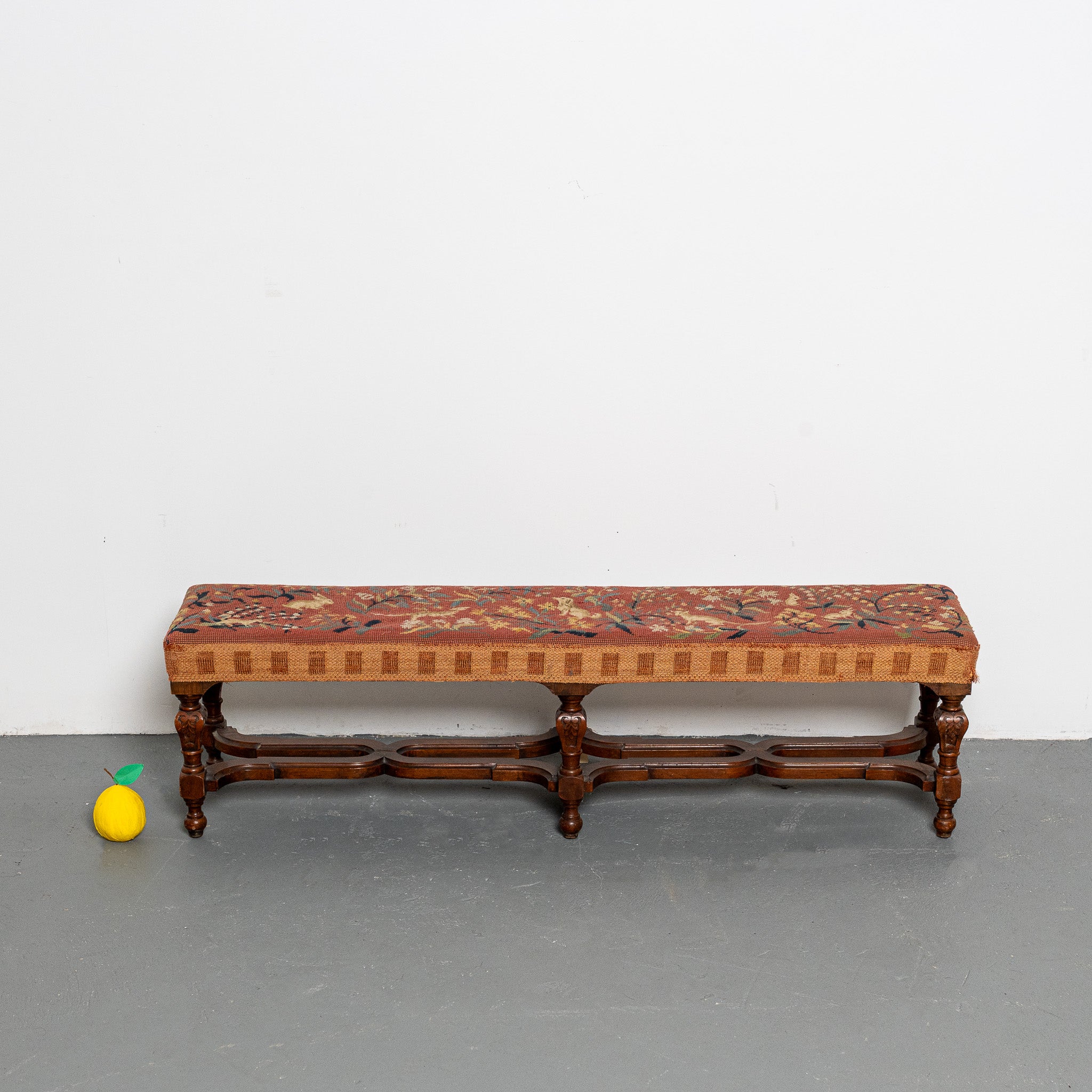 19th century French carved and needlepint upholstered bench