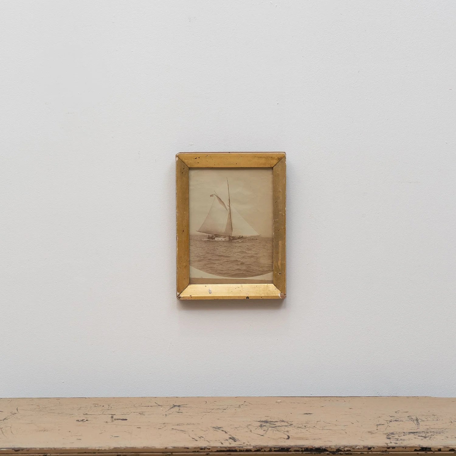 FRAMED ANTIQUE PHOTOGRAPH OF SAILBOAT