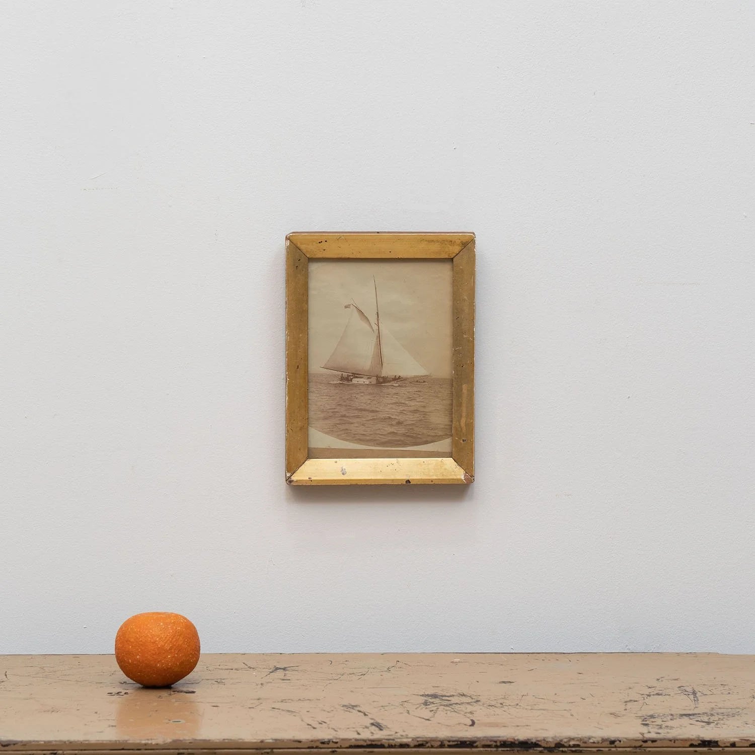FRAMED ANTIQUE PHOTOGRAPH OF SAILBOAT