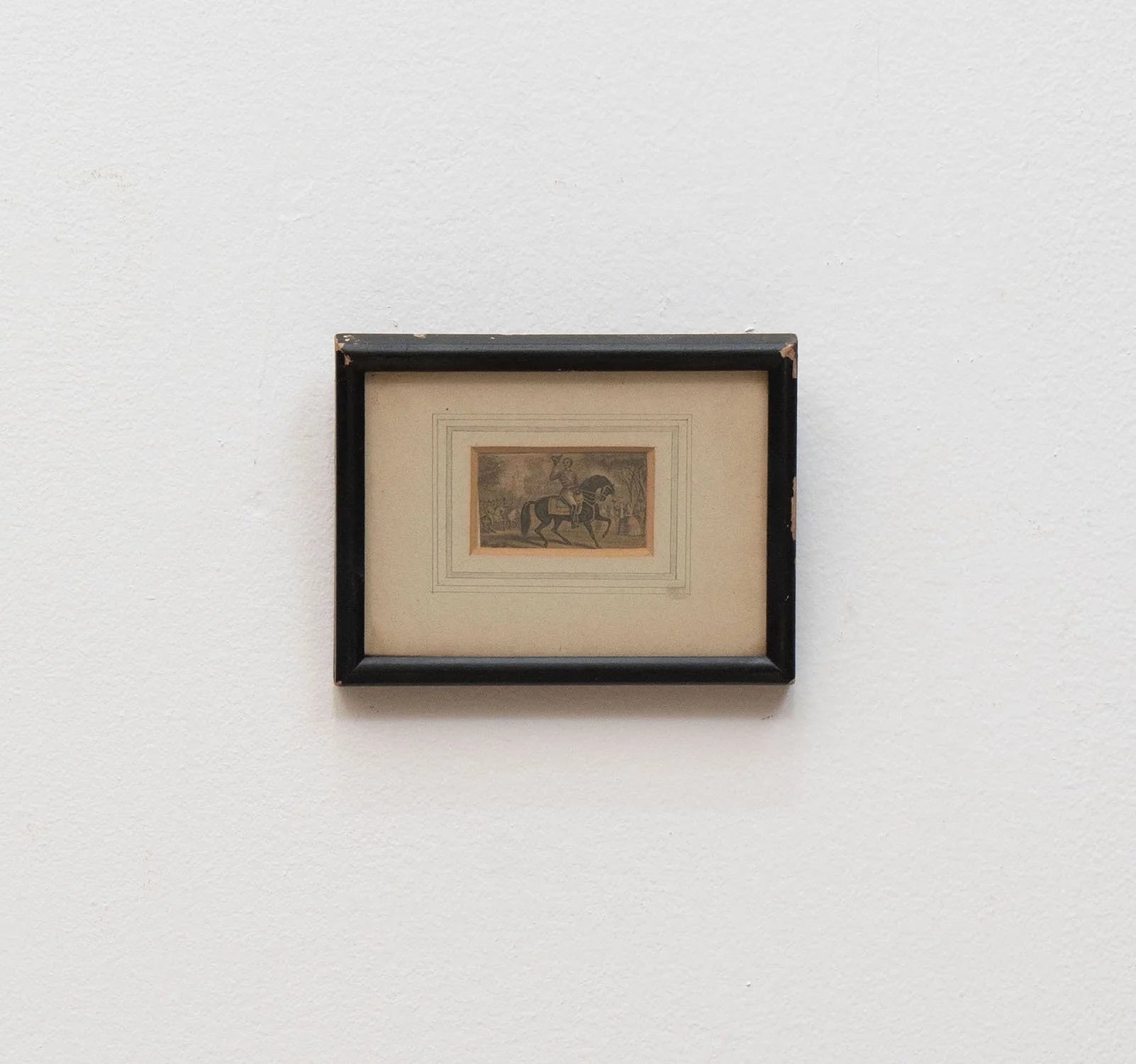 FRAMED MINIATURE OF MILITARY MAN ON HORSEBACK