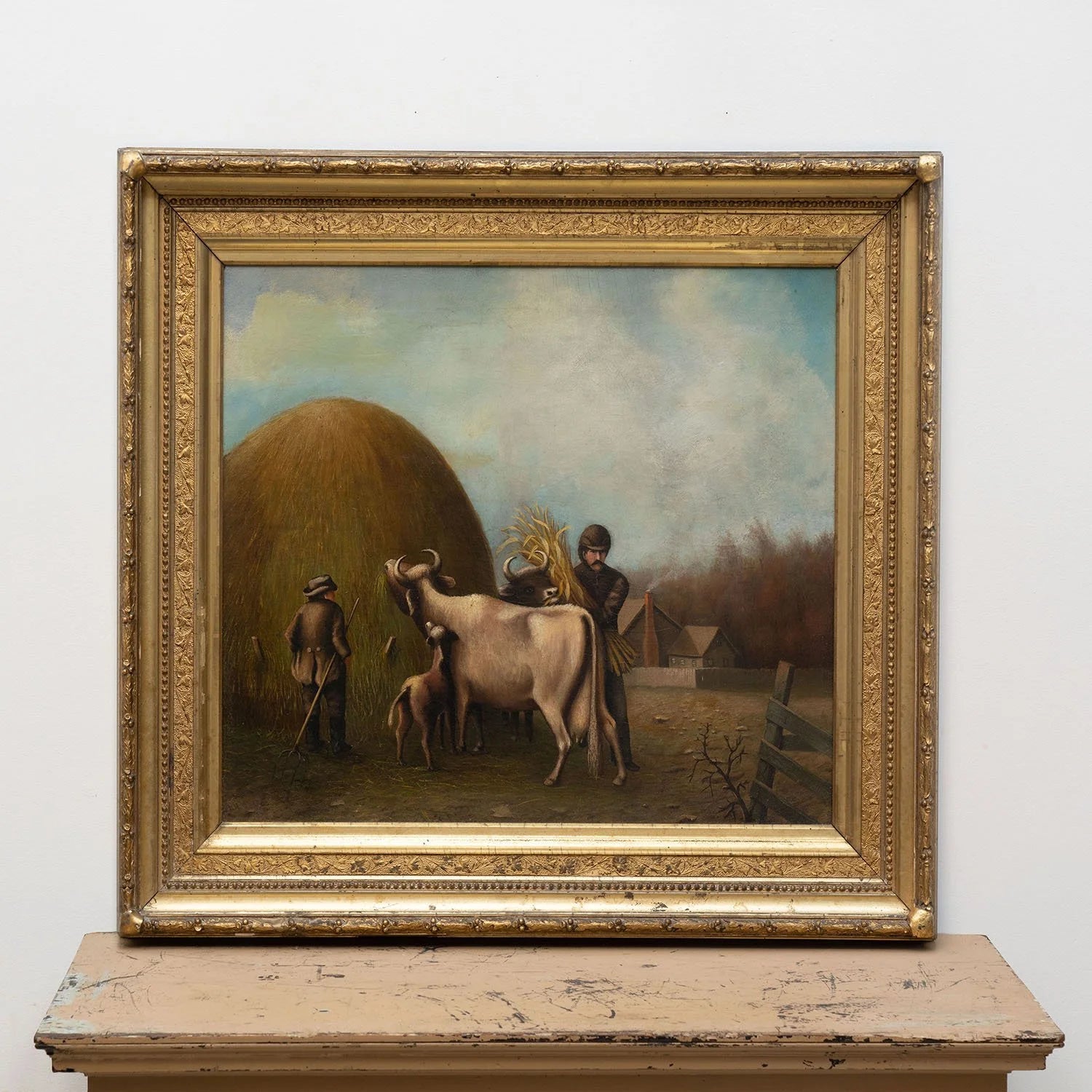 PAINTING OF A FARM SCENE