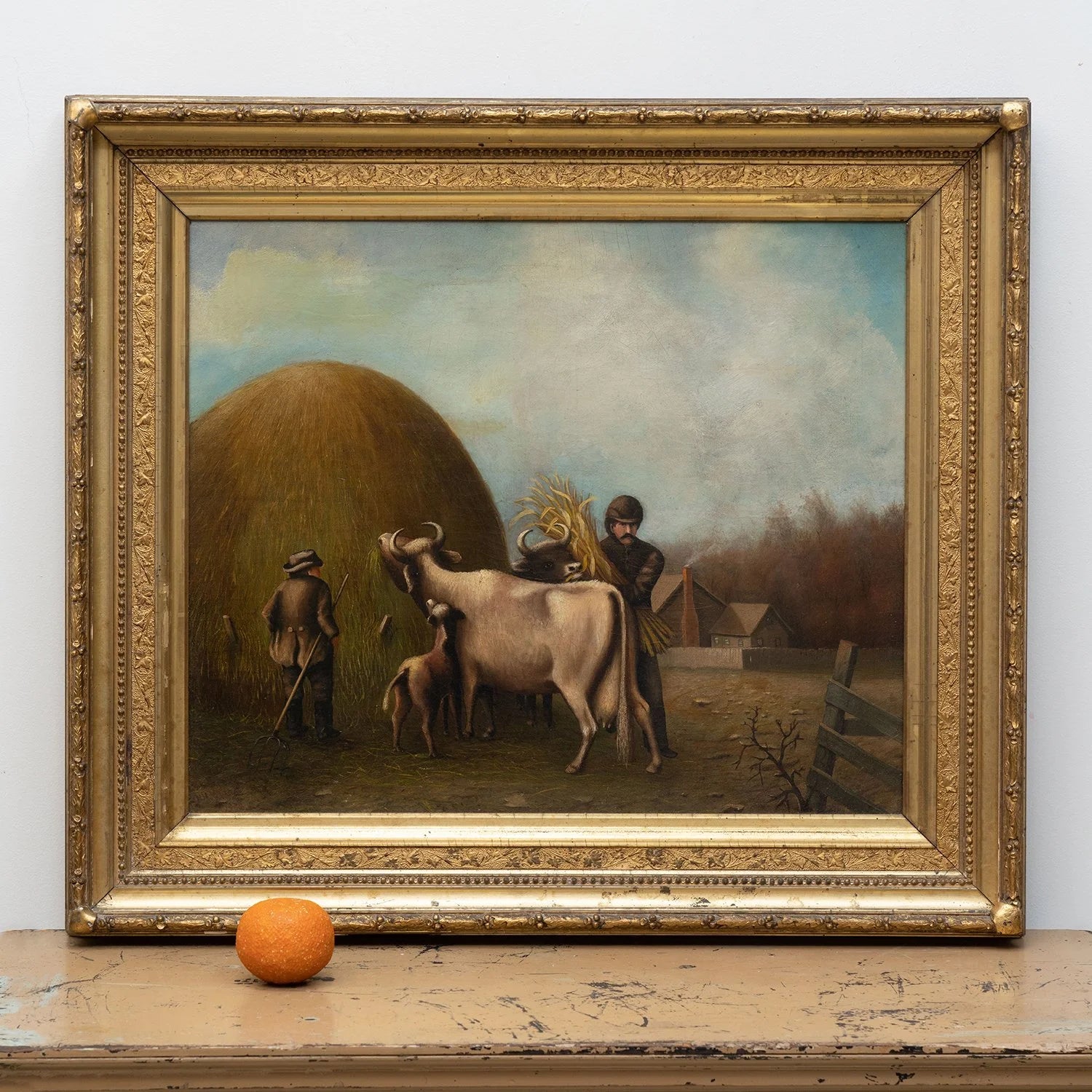 PAINTING OF A FARM SCENE