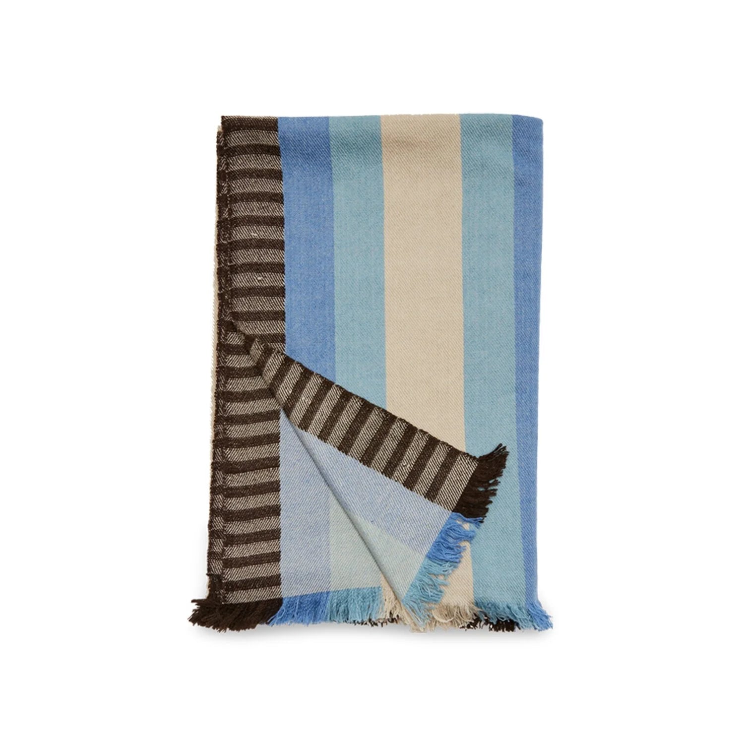 HANDWOVEN BLUE STRIPE Cashmere Blanket
