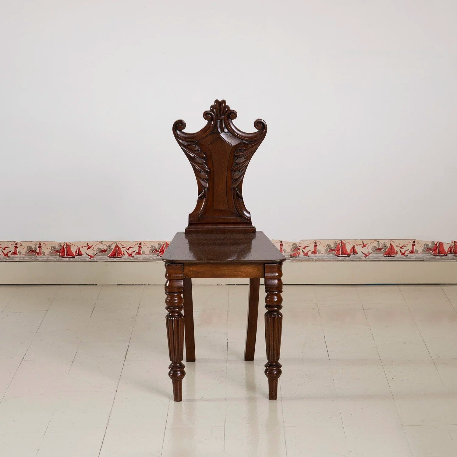 CARVED ENGLISH HALL CHAIR