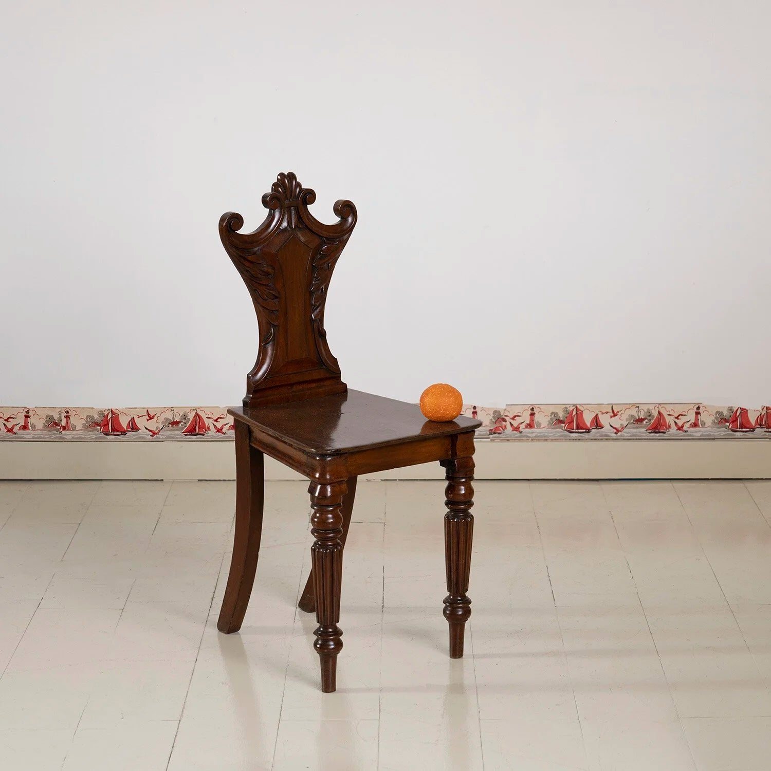 CARVED ENGLISH HALL CHAIR