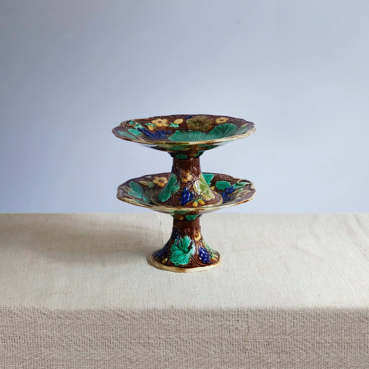 PAIR OF MAJOLICA TAZZA
