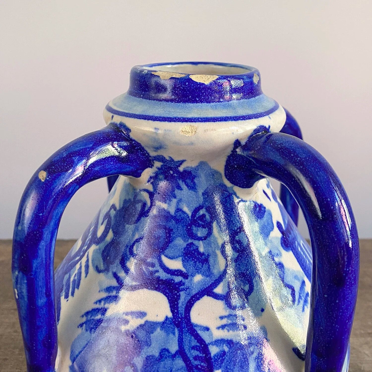 FOLK ART PAINTED HANDLED VASE