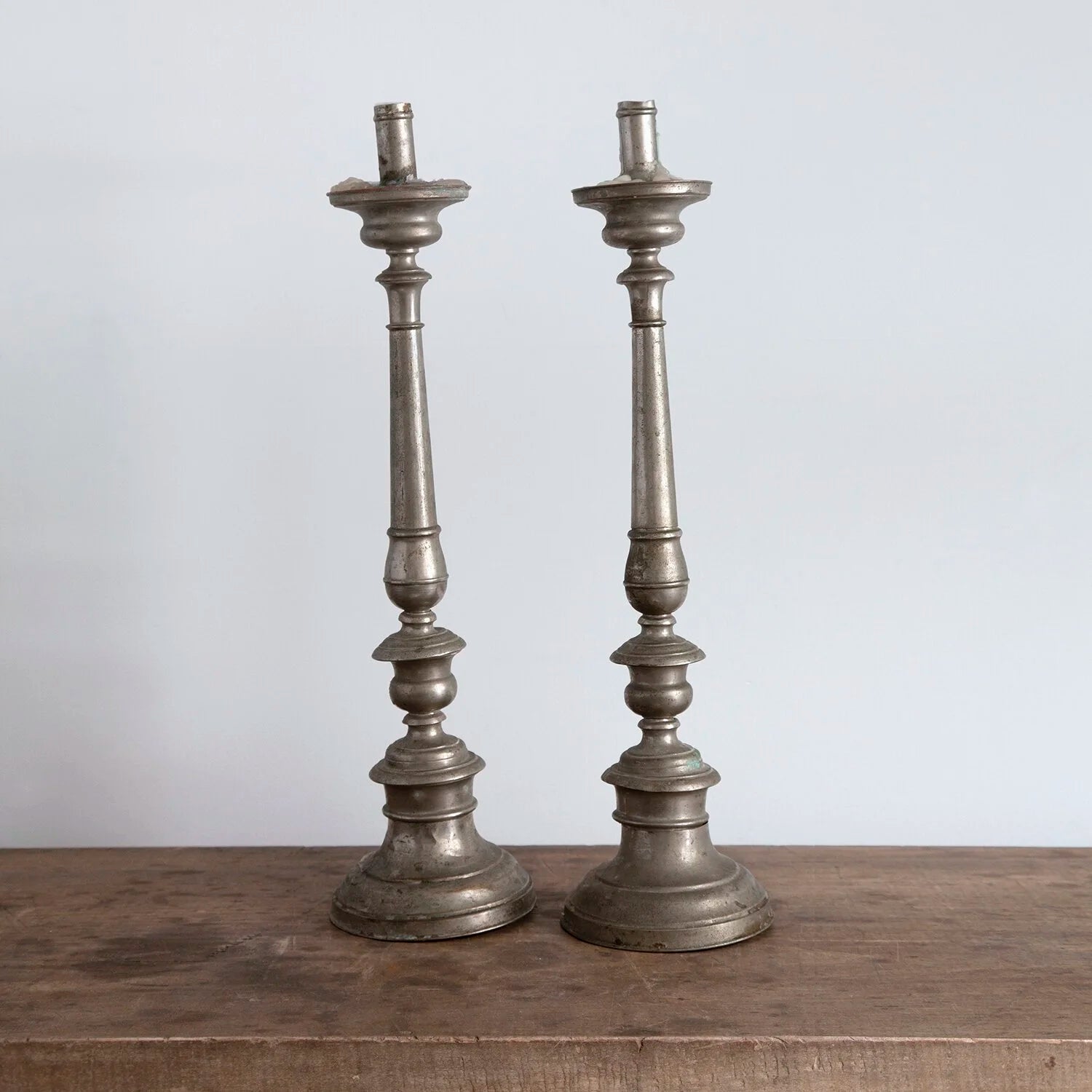 PAIR OF LARGE ANTIQUE CANDLESTICKS (No. 2)