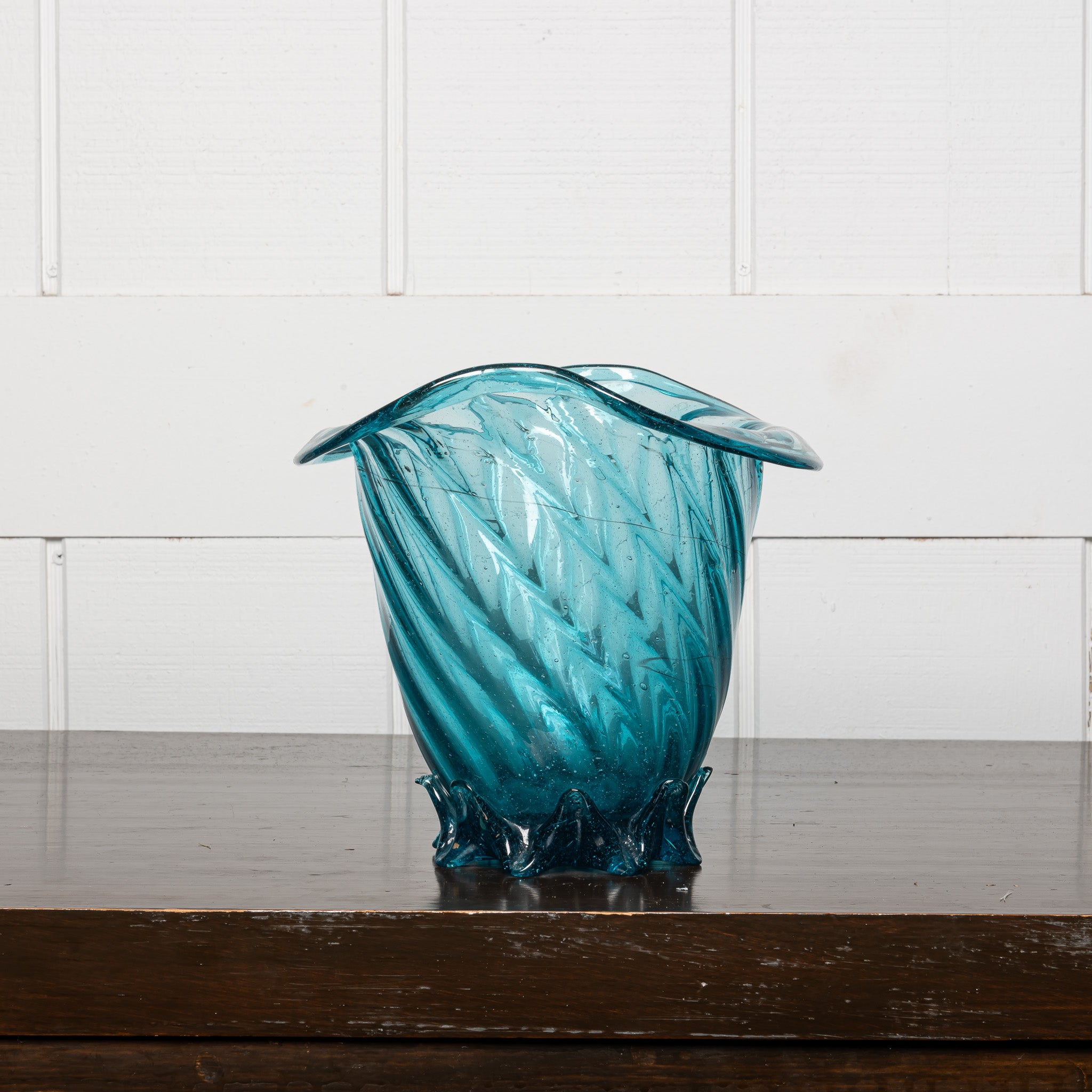Italian Mouth-Blown Seed Glass Vase, Early 20th Century