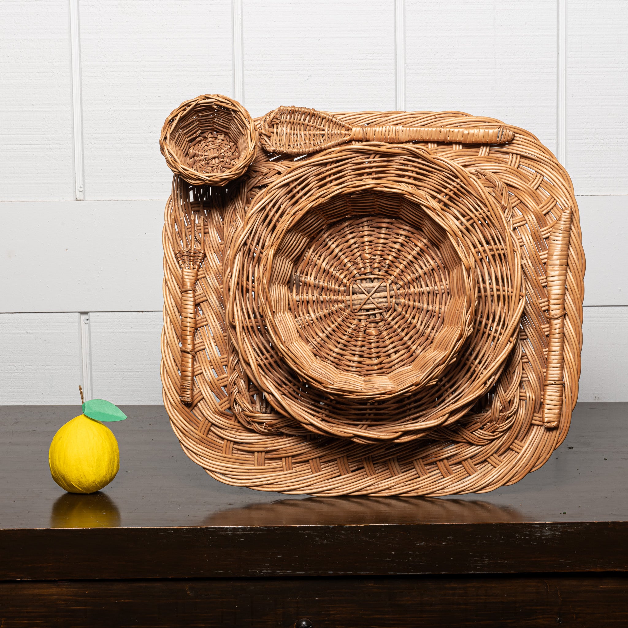 French Rattan Trompe L'Oeil Sculpture Decorative Object
