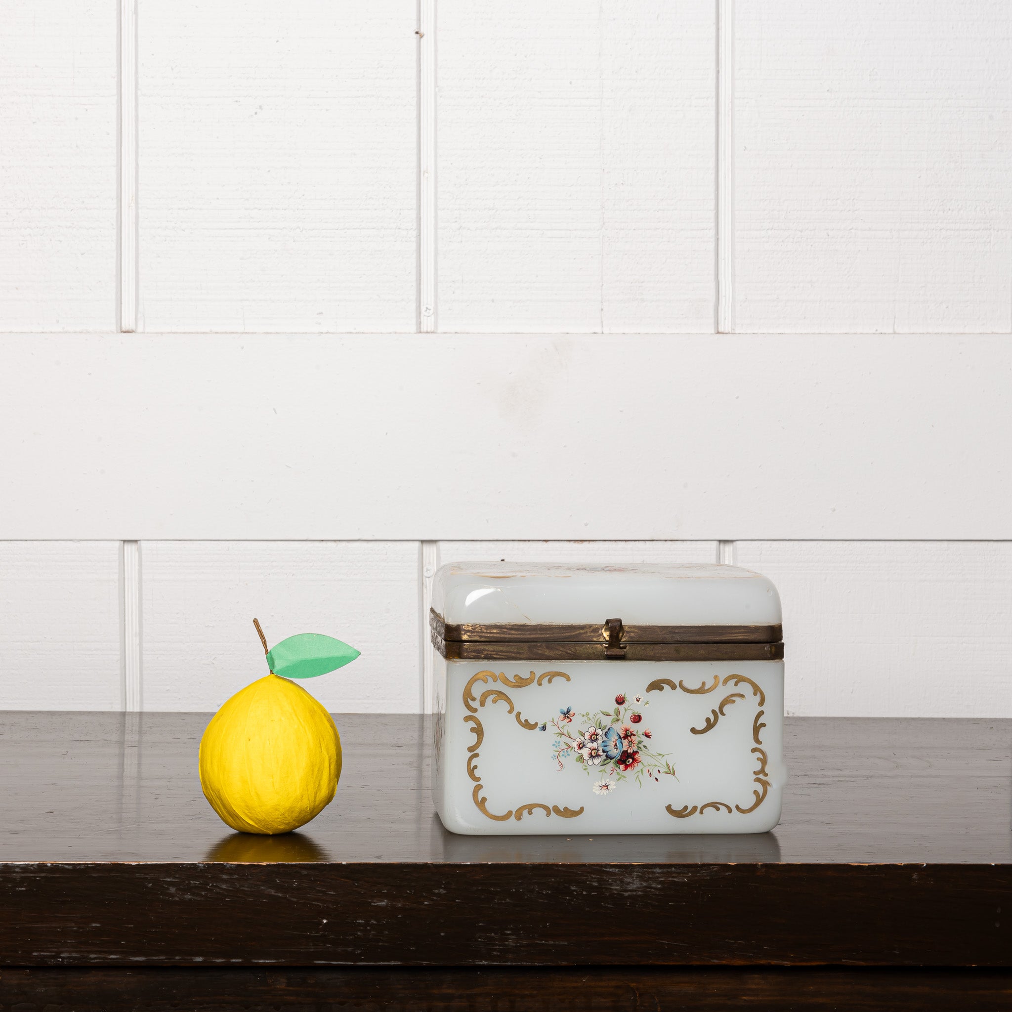 19th Century French Painted Opaline Glass Box