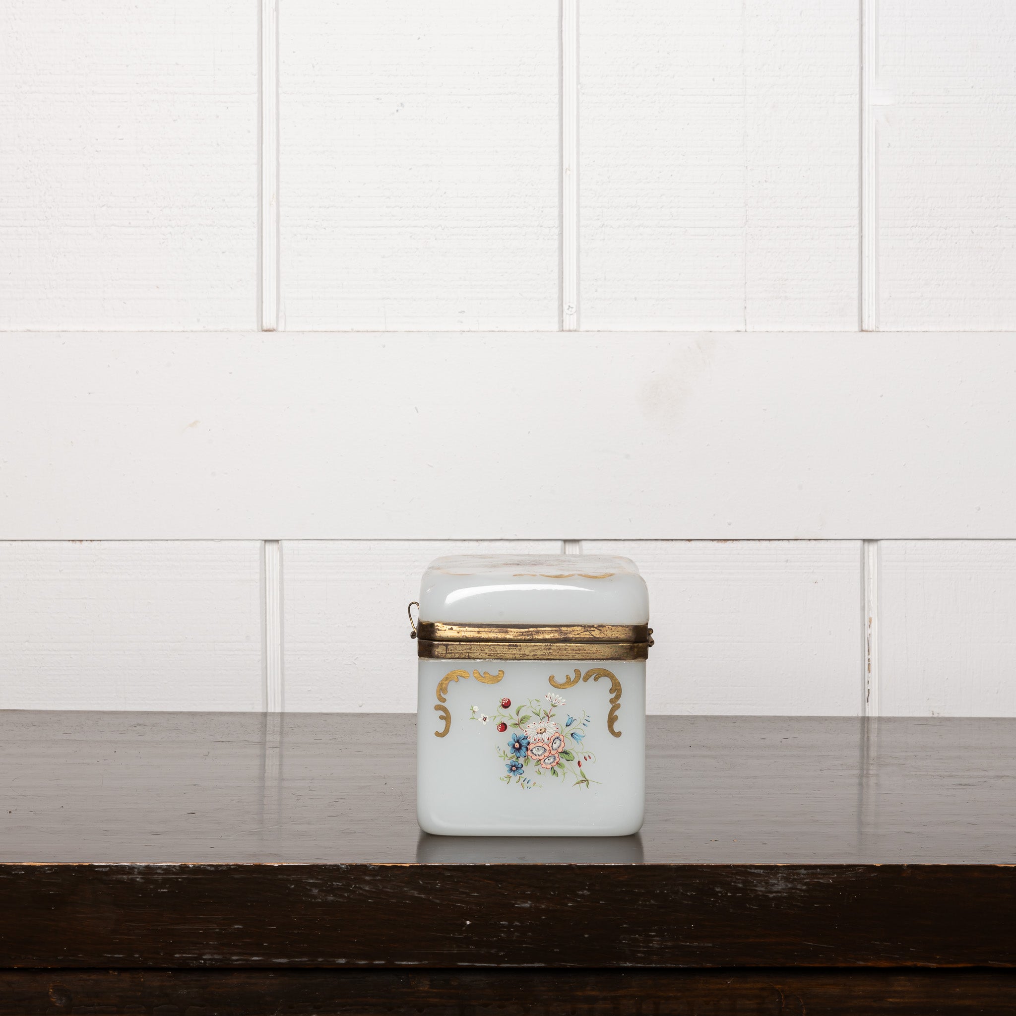 19th Century French Painted Opaline Glass Box