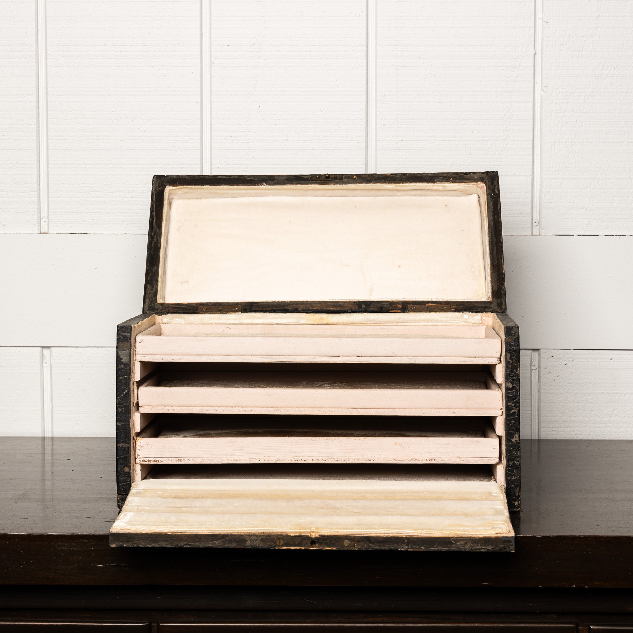 19th Century American Folk Art Painted Jewelry Box