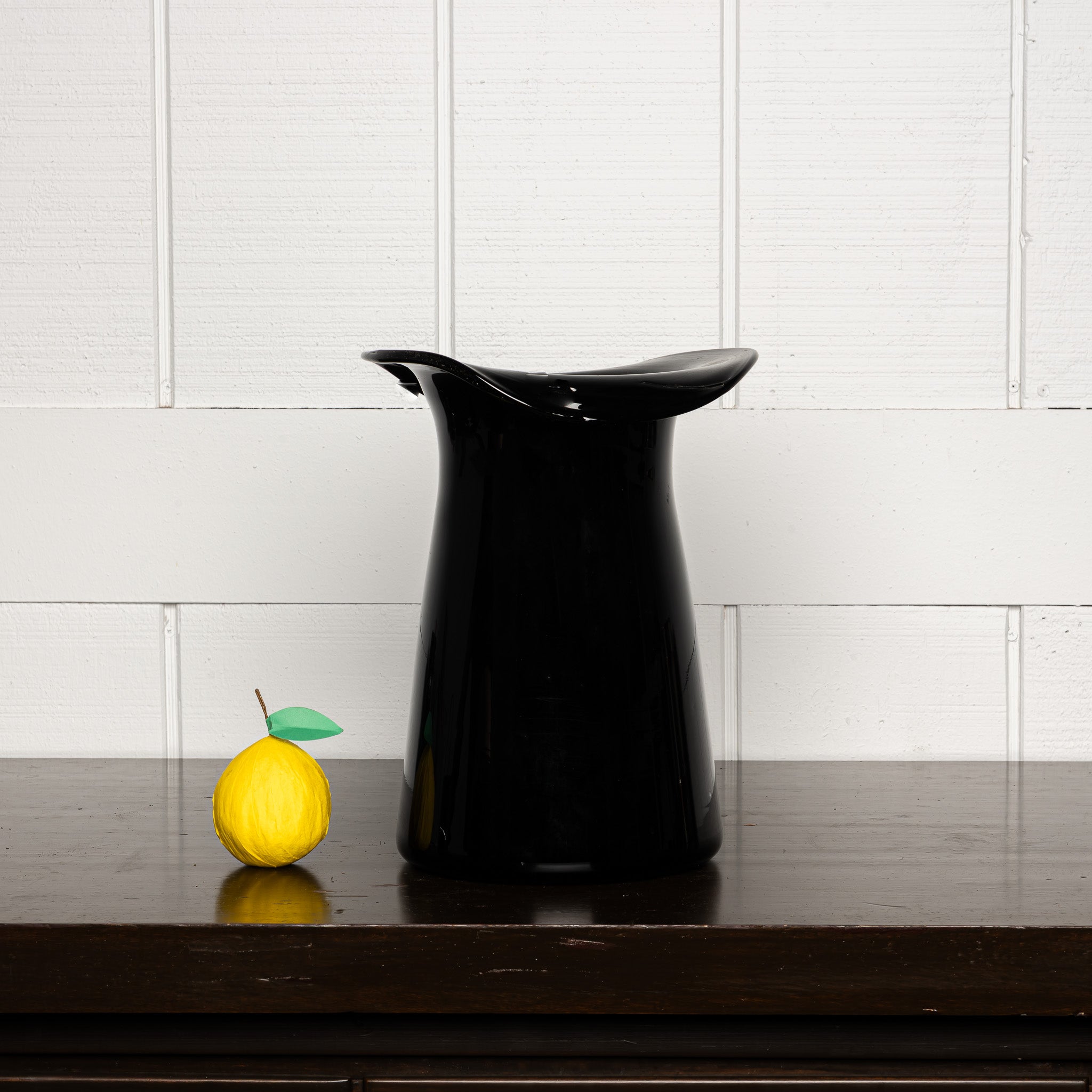 Italian Art Deco Black Blown Glass Vase or Champagne Bucket