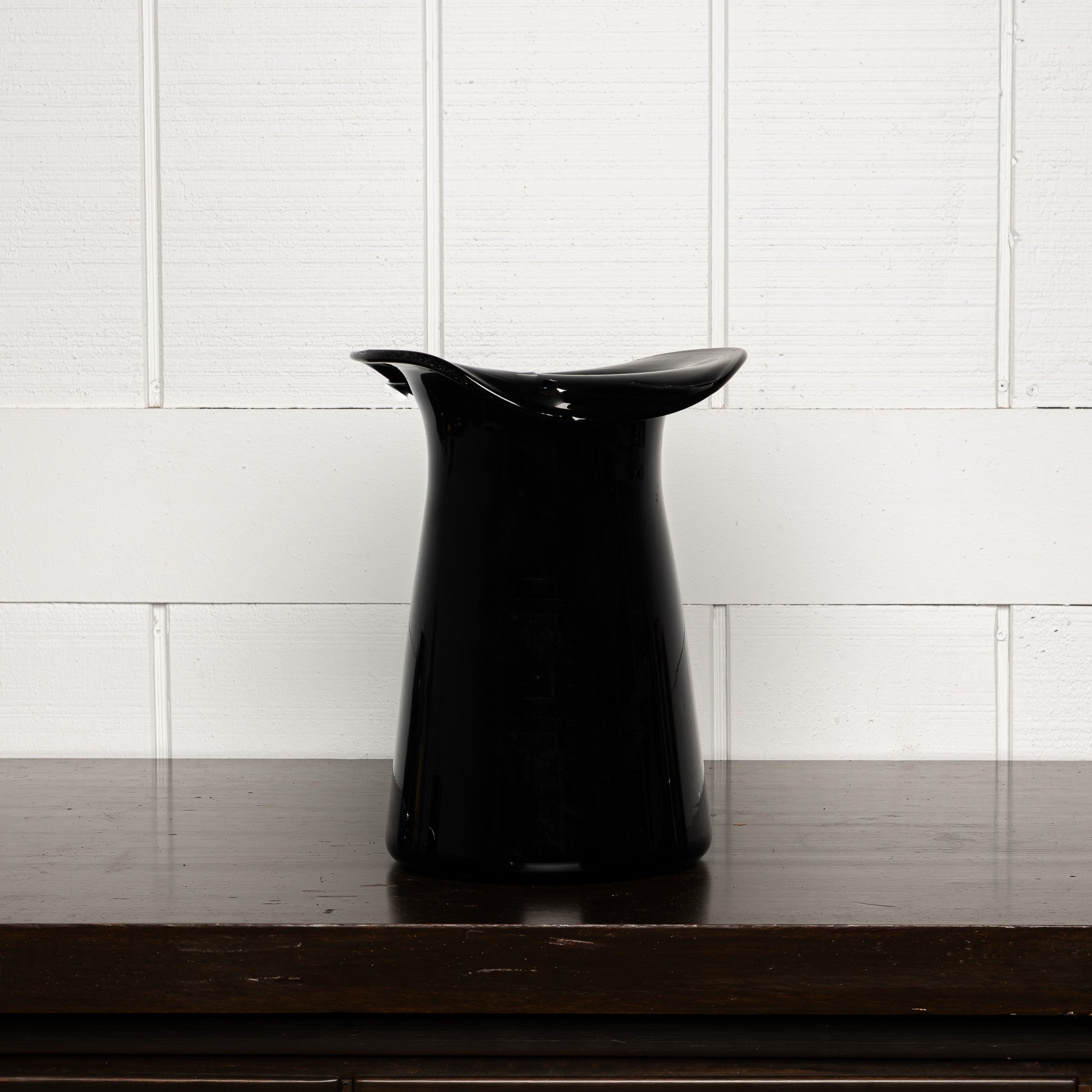 Italian Art Deco Black Blown Glass Vase or Champagne Bucket