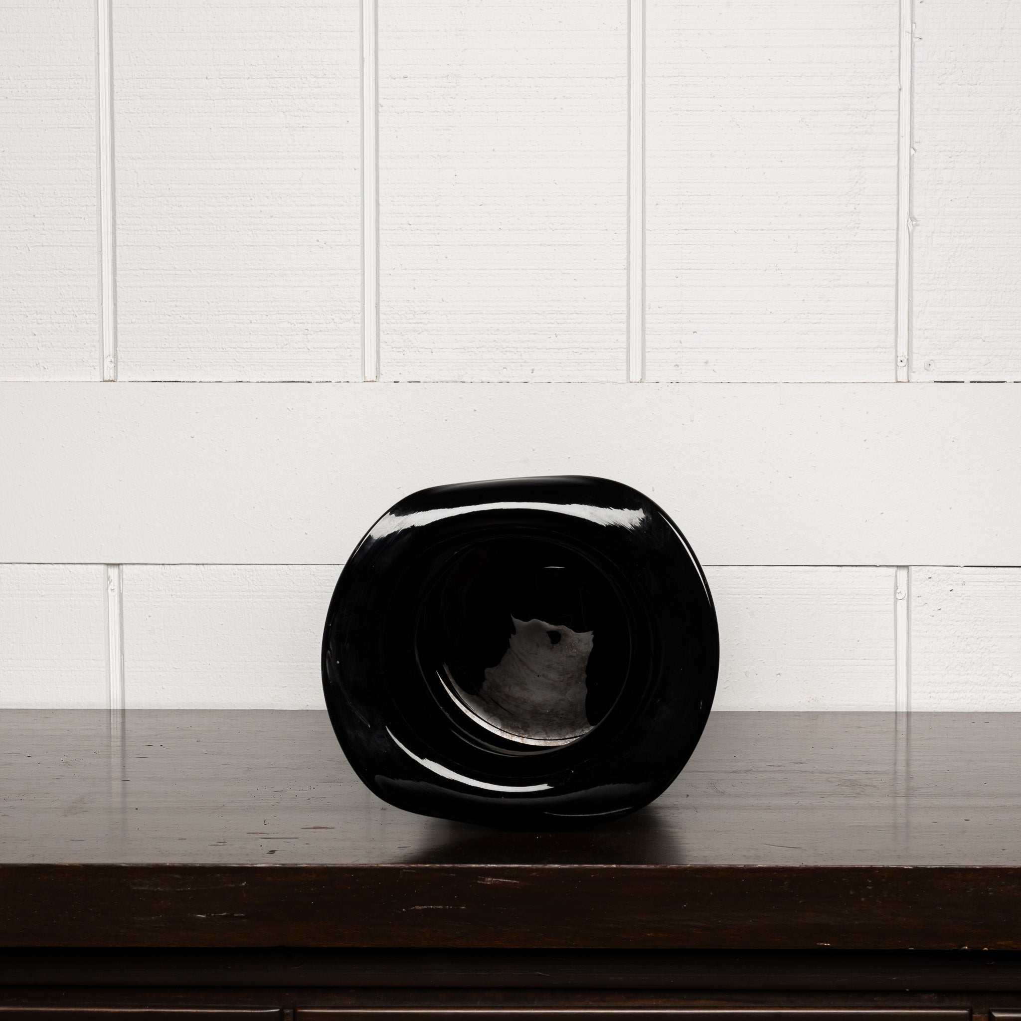 Italian Art Deco Black Blown Glass Vase or Champagne Bucket