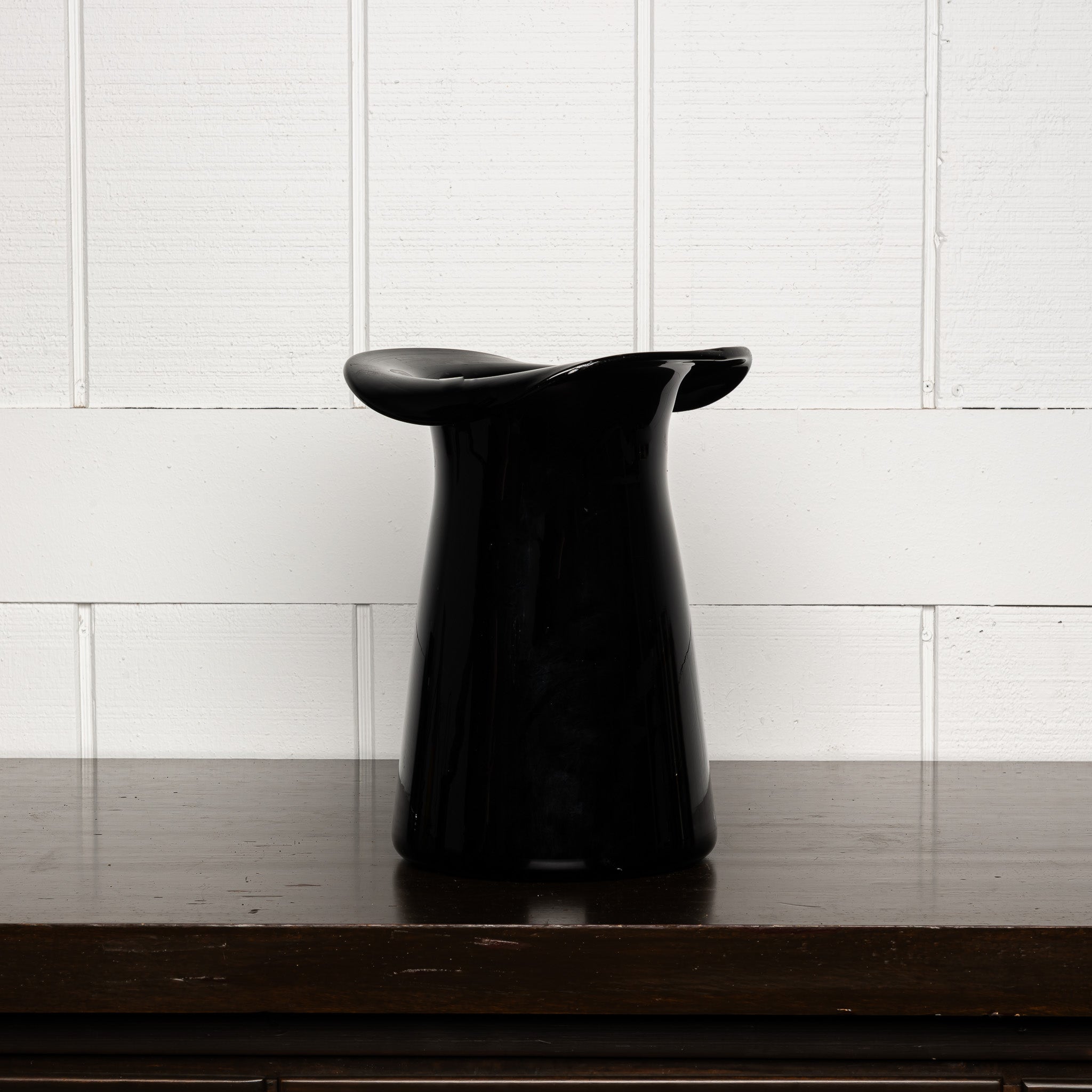 Italian Art Deco Black Blown Glass Vase or Champagne Bucket