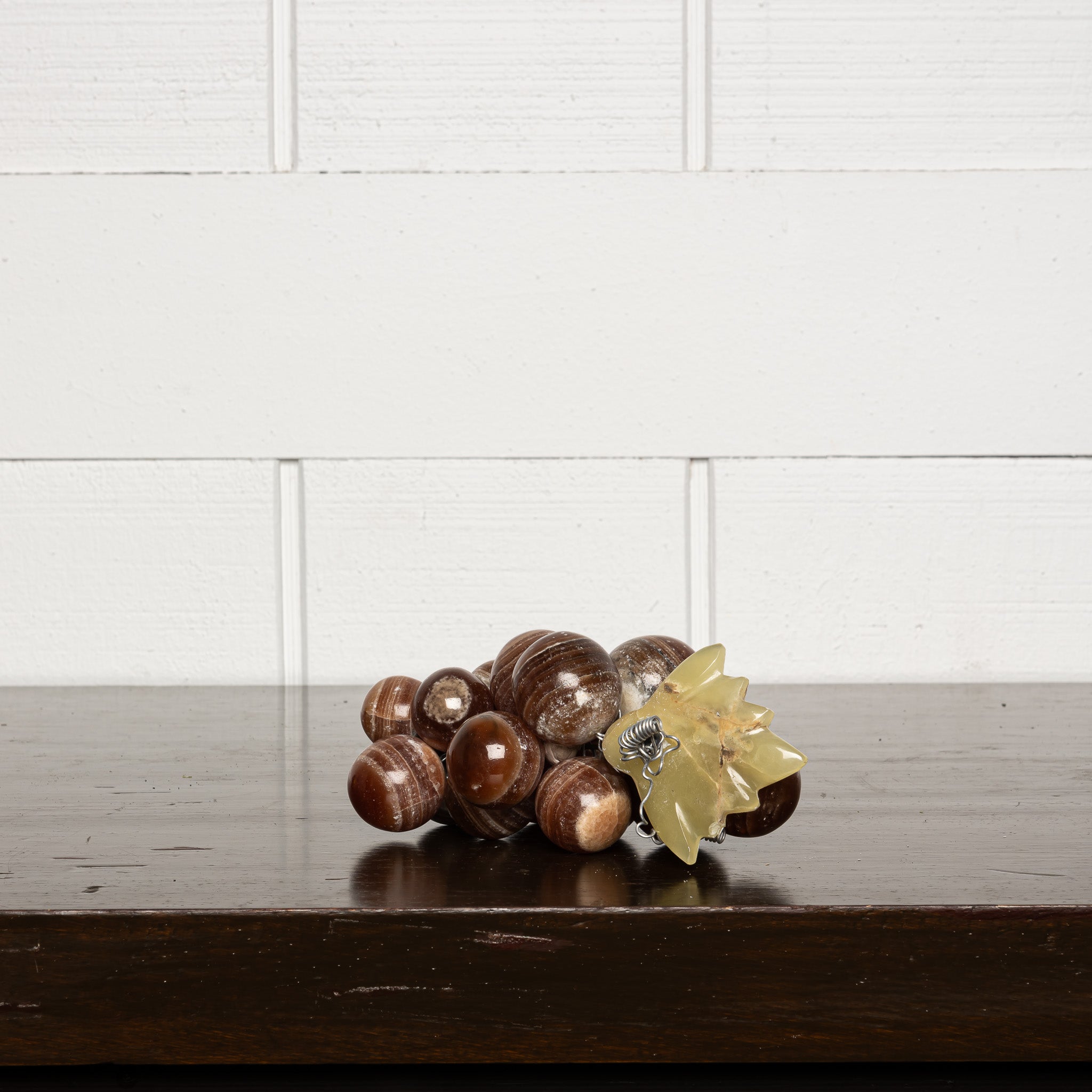 Vintage Italian Marble Grapes in Brown Stone