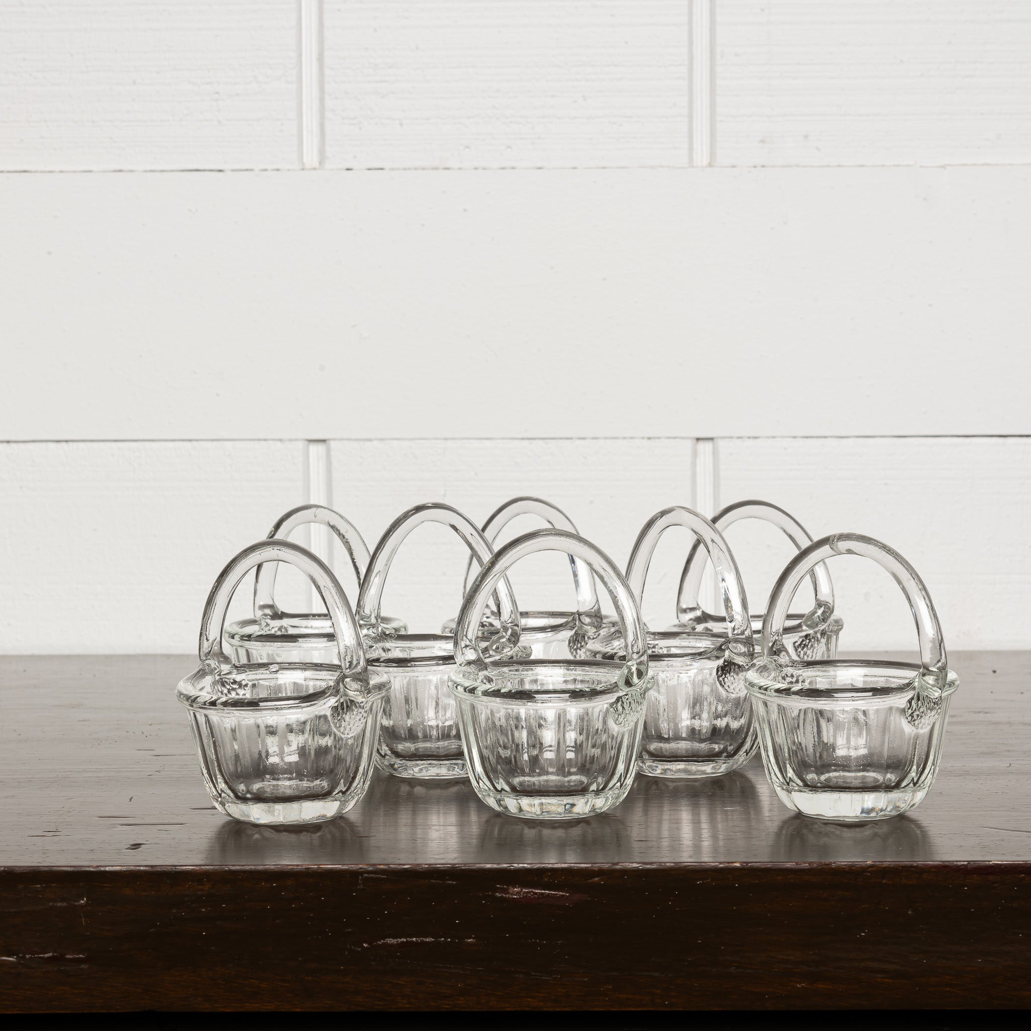 Set of 8 Blown‑Glass Basket Form Vessels (Sold as Pairs)