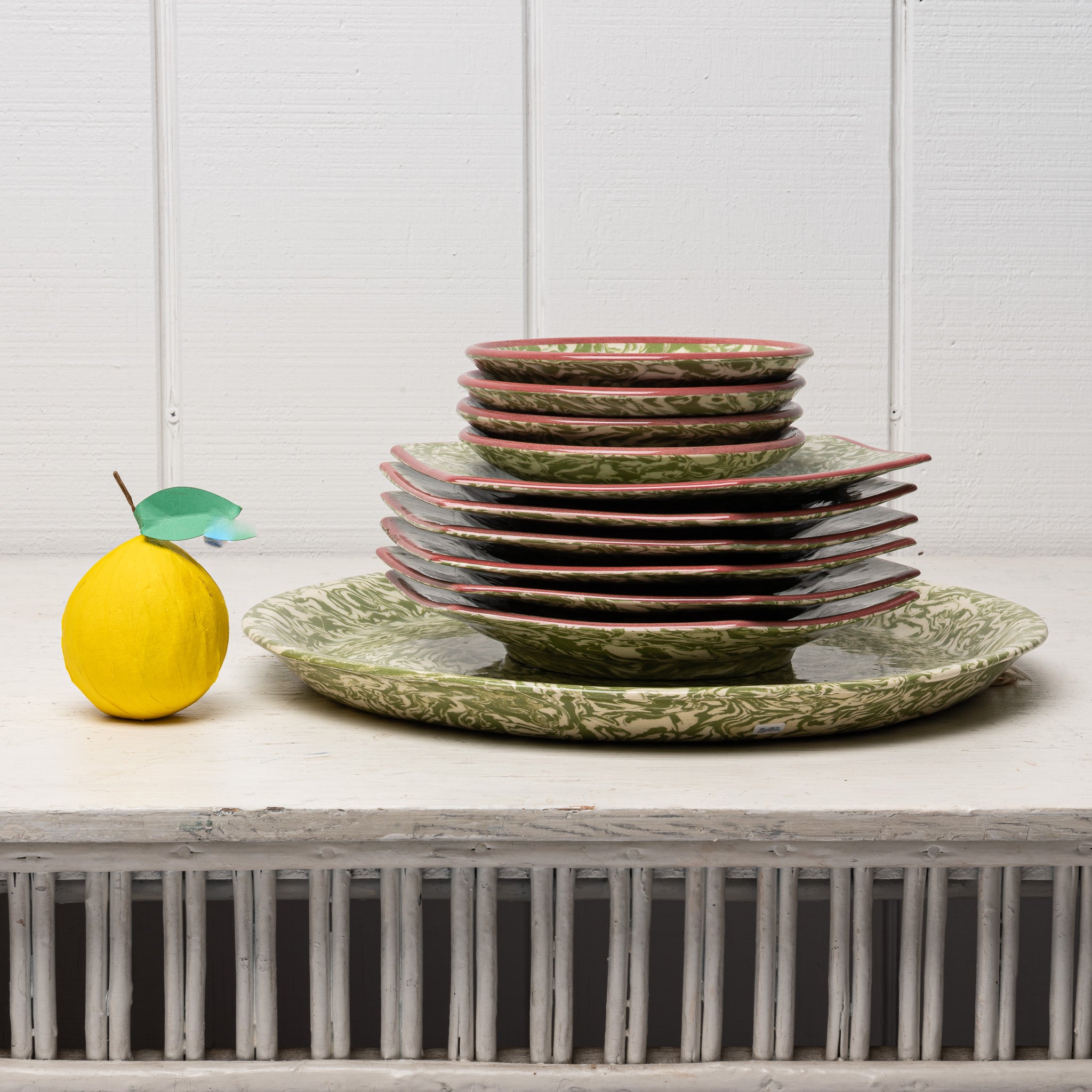 11‑Piece French Terre Mêlée Ceramic Dinner Set