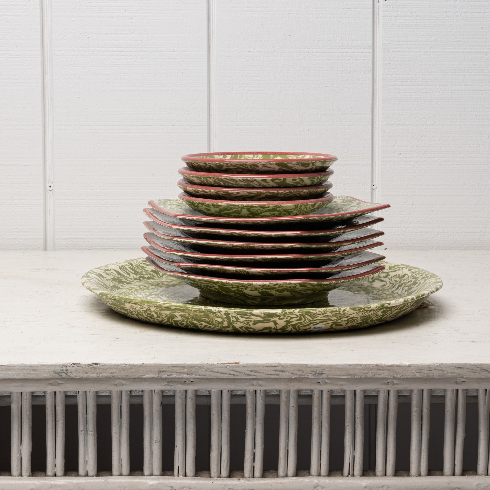 11‑Piece French Terre Mêlée Ceramic Dinner Set