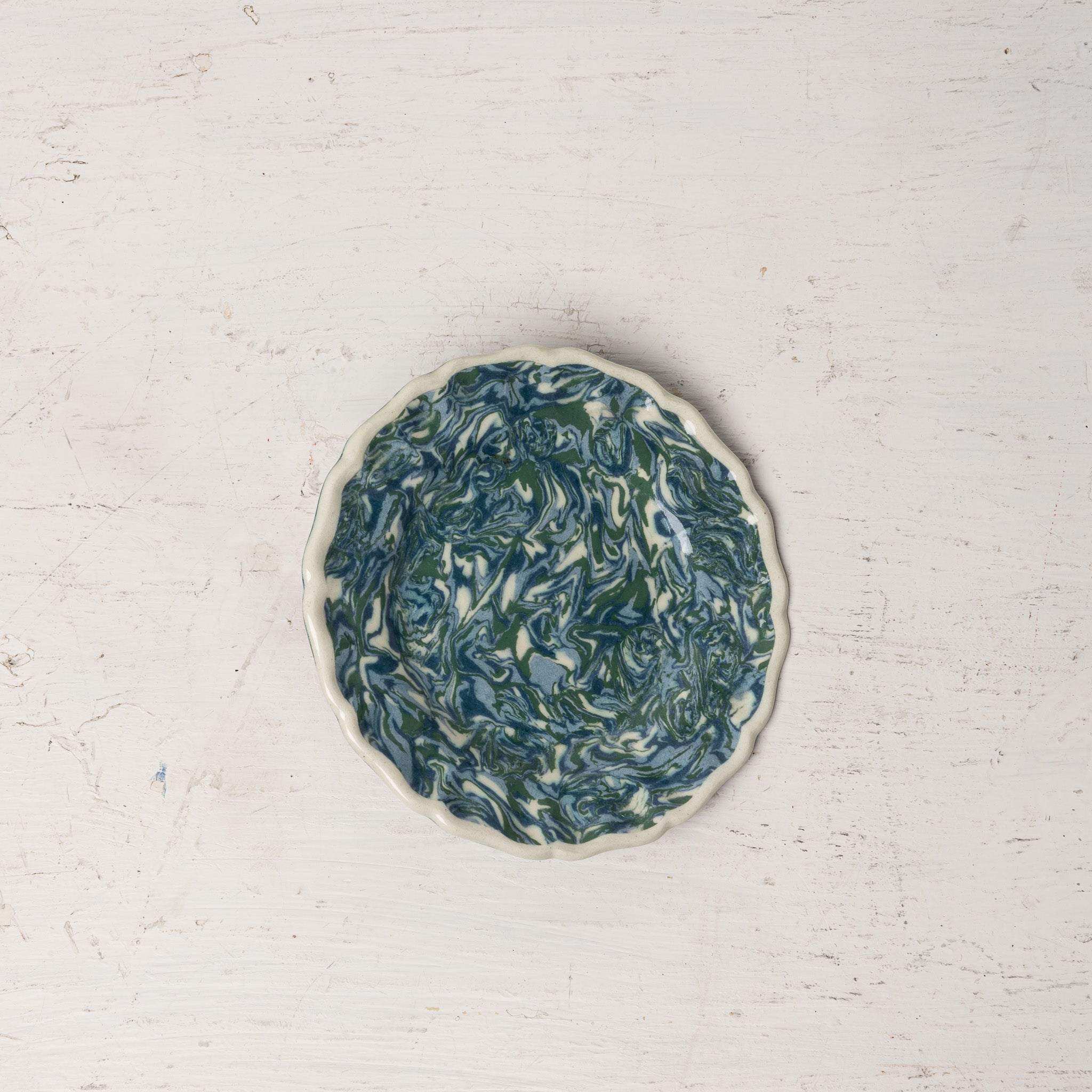 Vintage French Green Mottled Glaze Plate