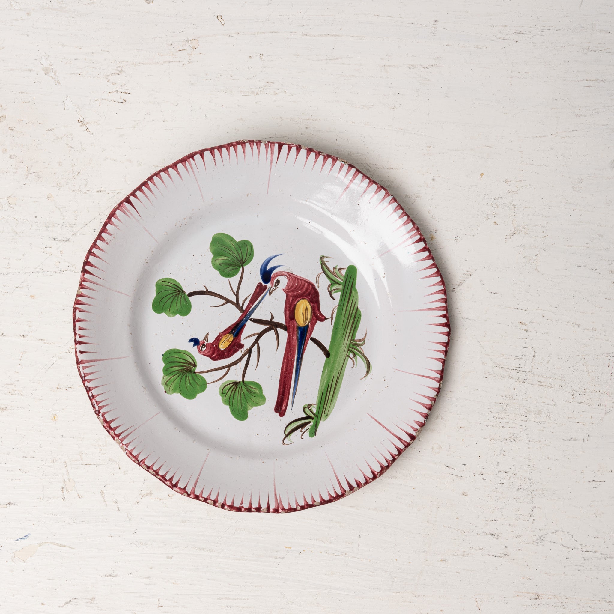 Set of 4 18th‑Century Faience Bird Plates