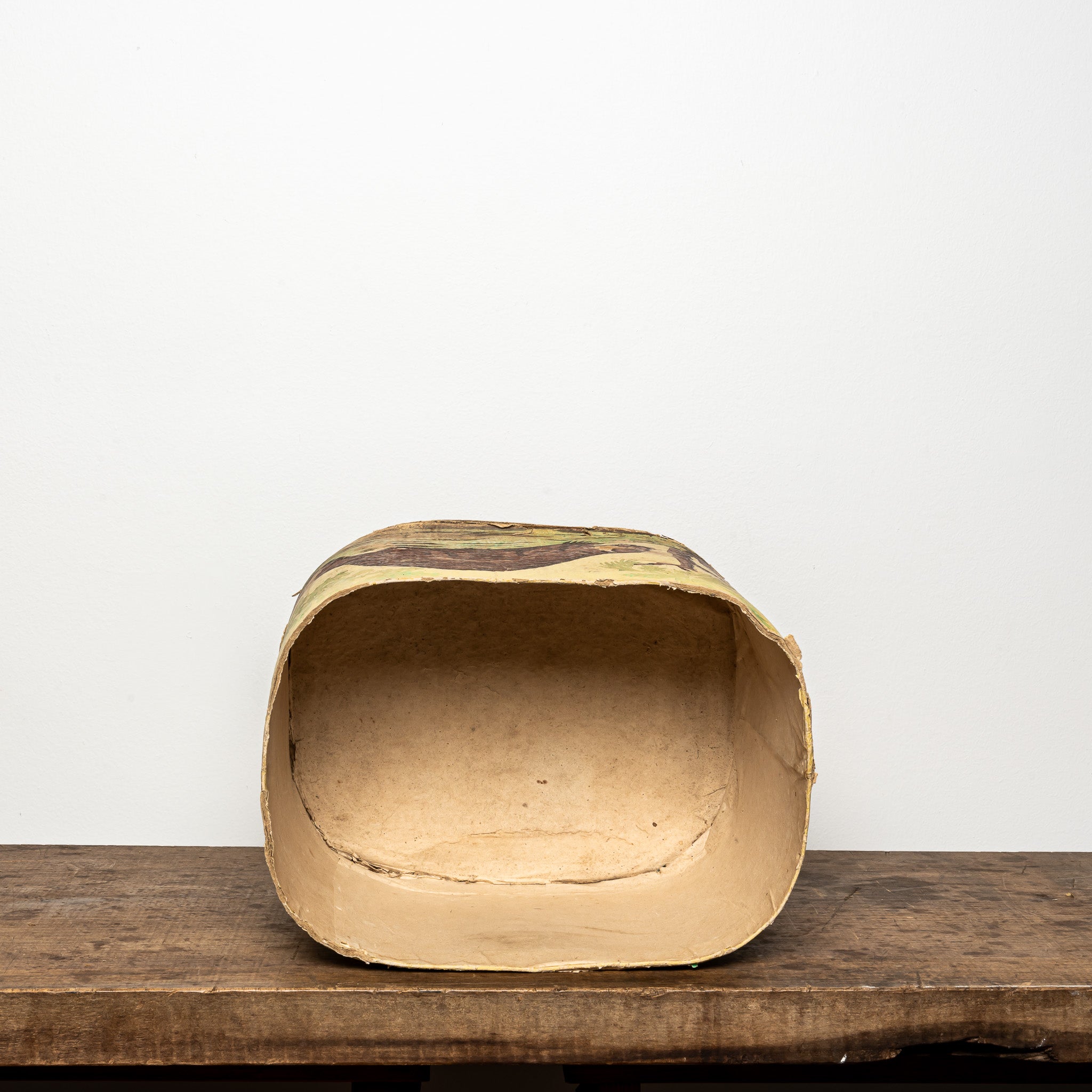 19th-Century Wallpaper-Covered Box, American Folk Storage