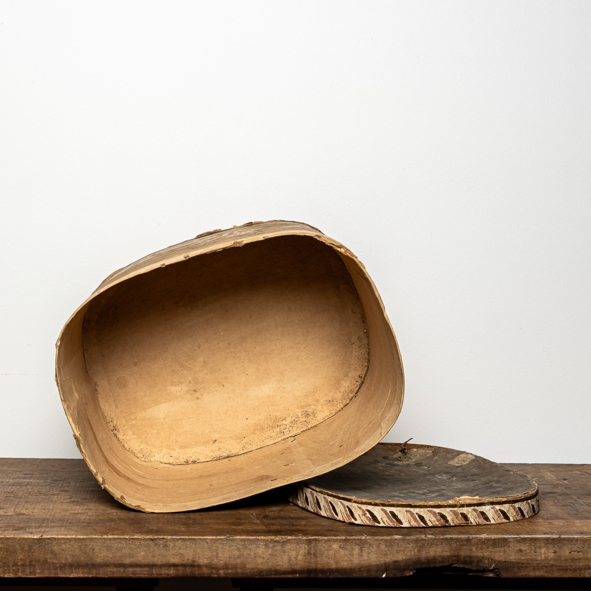 19th-Century Wallpaper-Covered Box with Animal Scene