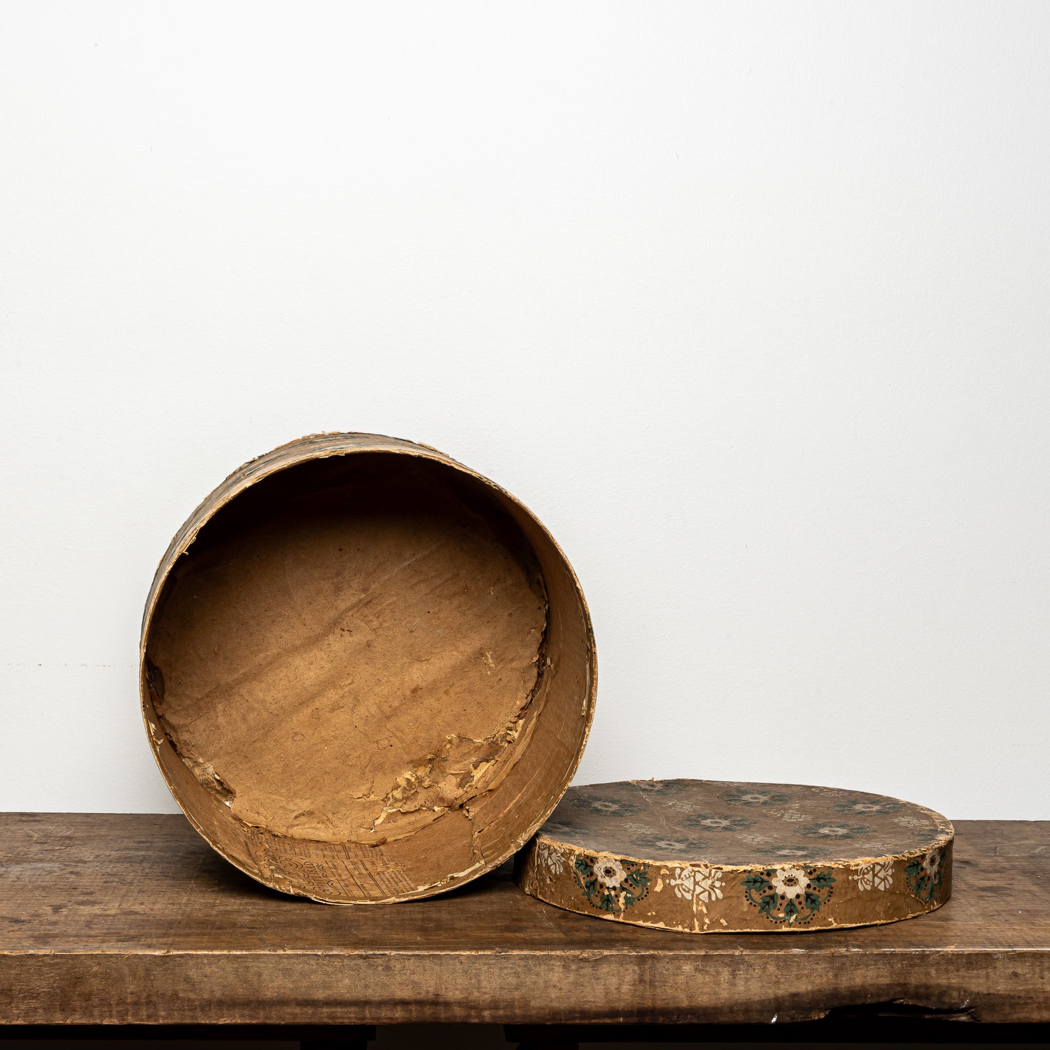 19th-Century Wallpaper-Covered Box with Floral Motif