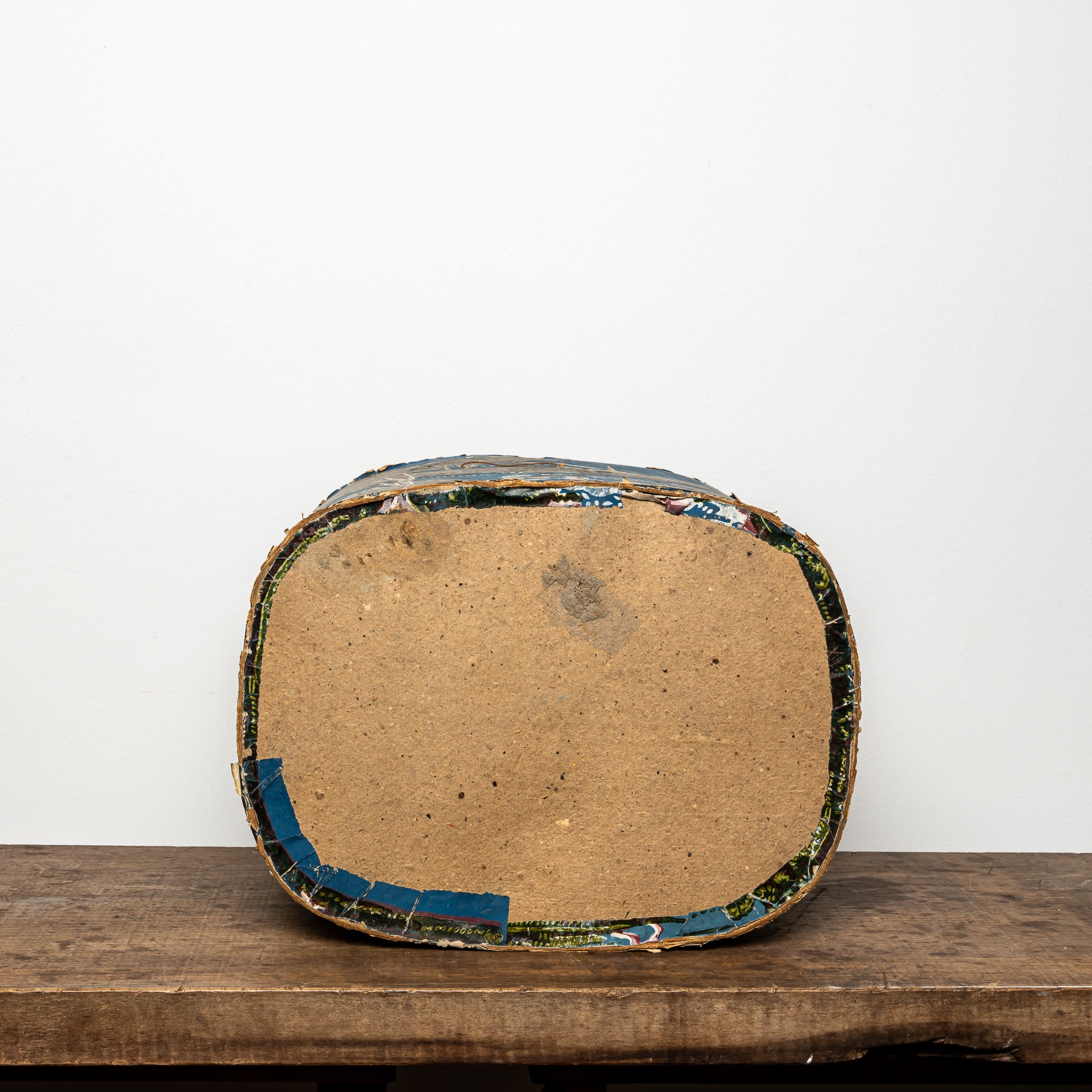 19th-Century Wallpaper-Covered Box with Nautical Scene